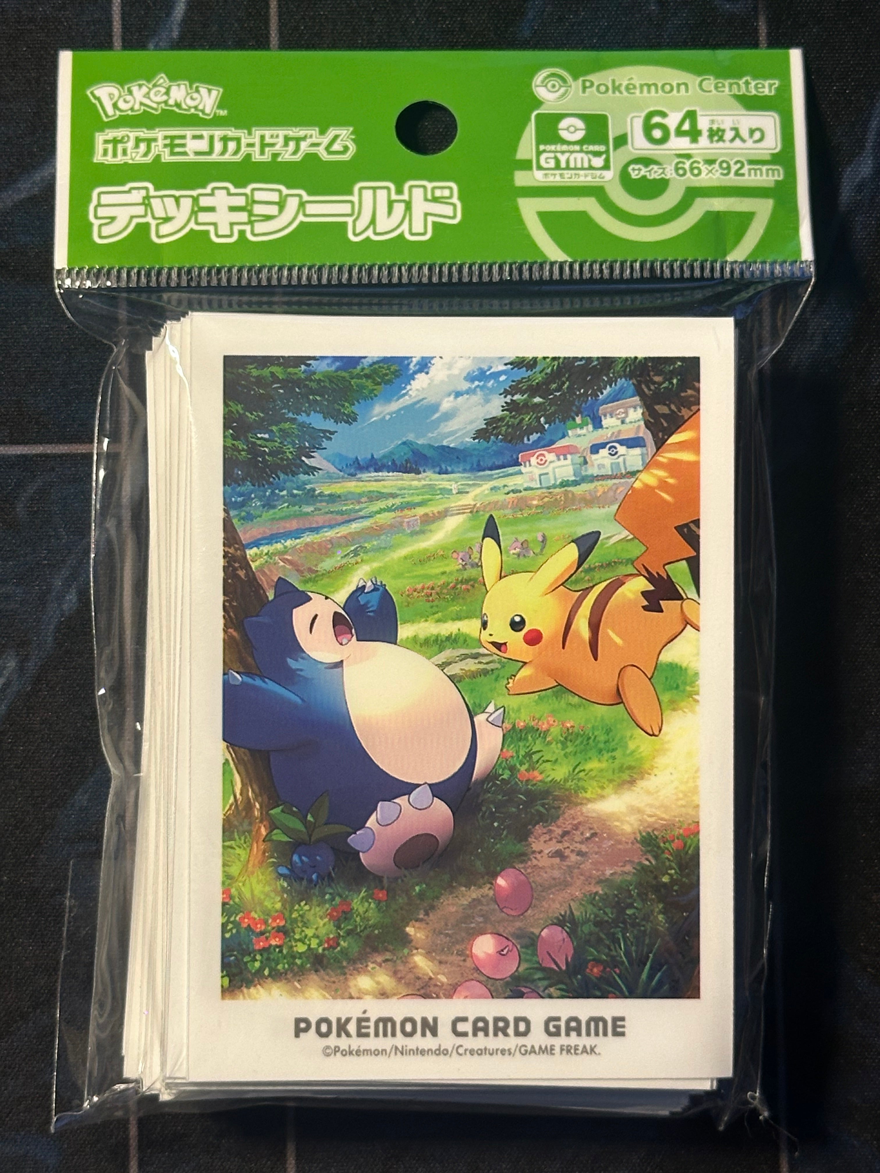 snorlax card sleeves Pokemon Center Japan Pikachu Snorlax 64 Sleeves SEALED