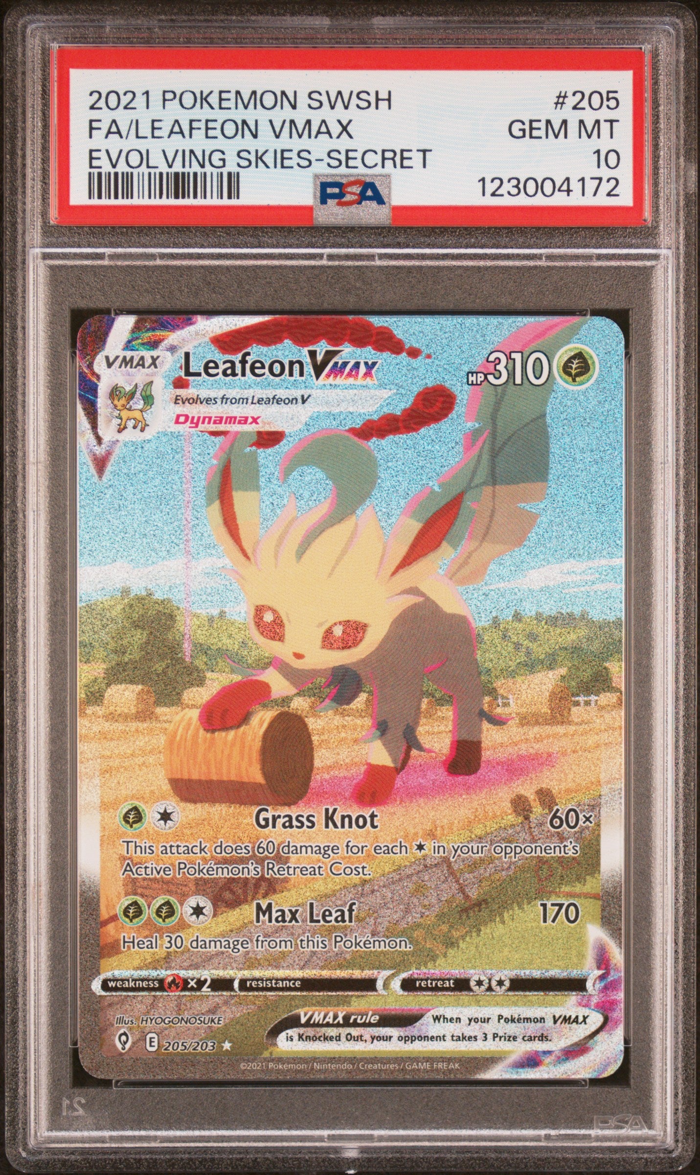 PSA 10 - Leafeon VMAX 205/203 Alt Art SWSH Evolving Skies - Pokemon