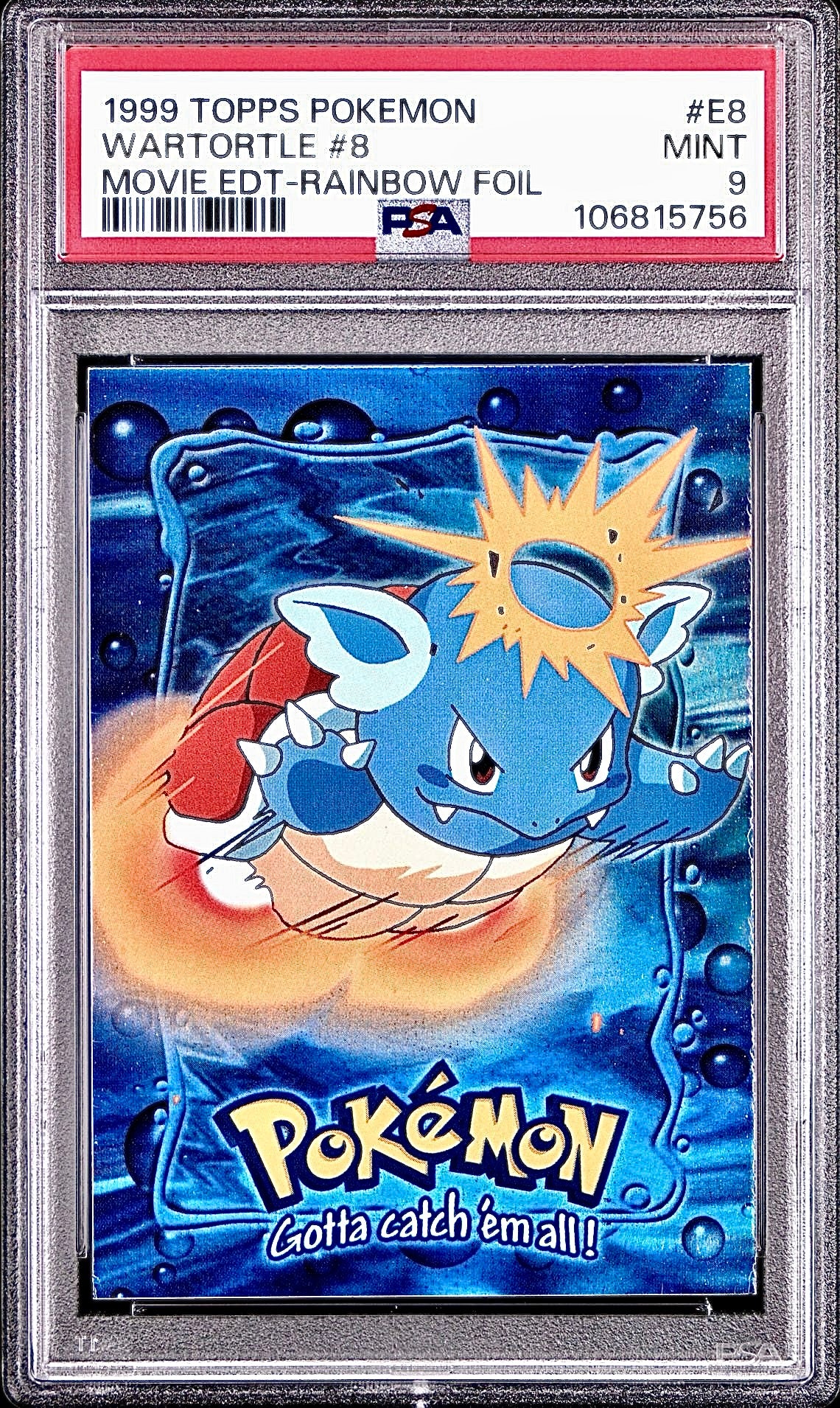 PSA 9 - Wartortle Rainbow Foil #E8 1999 TOPPS Movie Edition - Pokemon