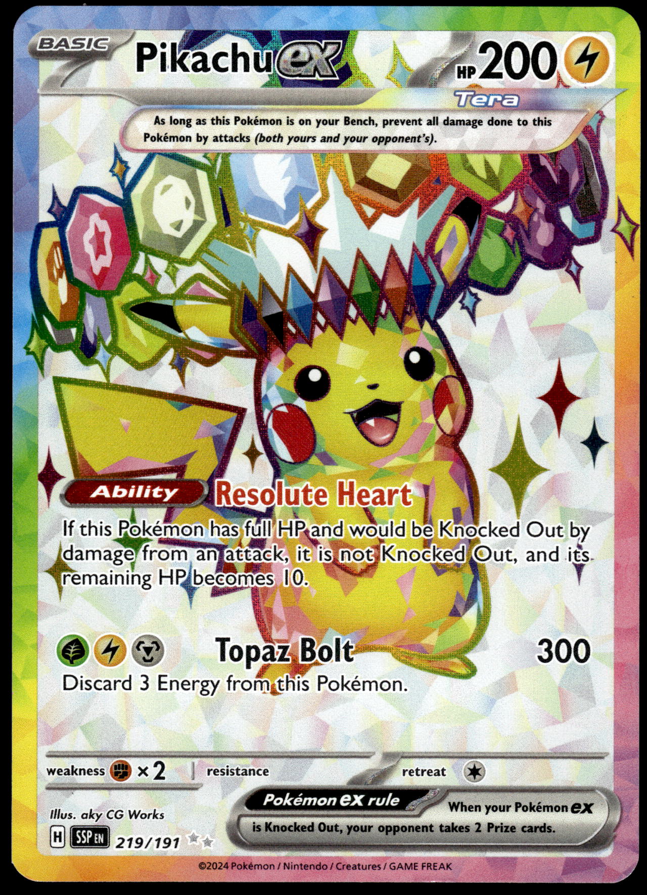 pokemon cards surging sparks pikachu Pikachu ex 247/191 [Holo, Graded PSA 10] main image 0