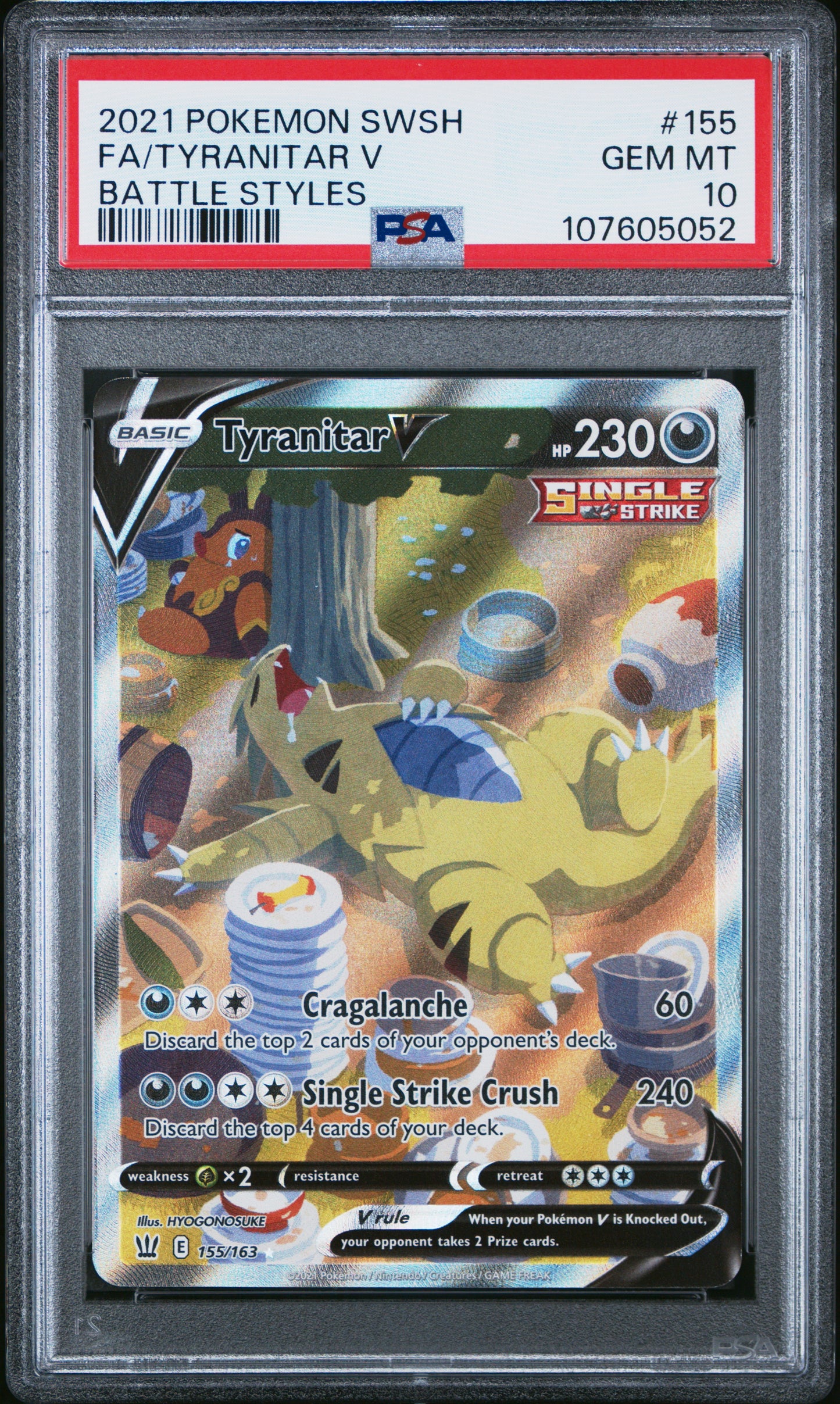 PSA 10 - Tyranitar V Alternate Art 155/163 SWSH Battle Styles - Pokemon