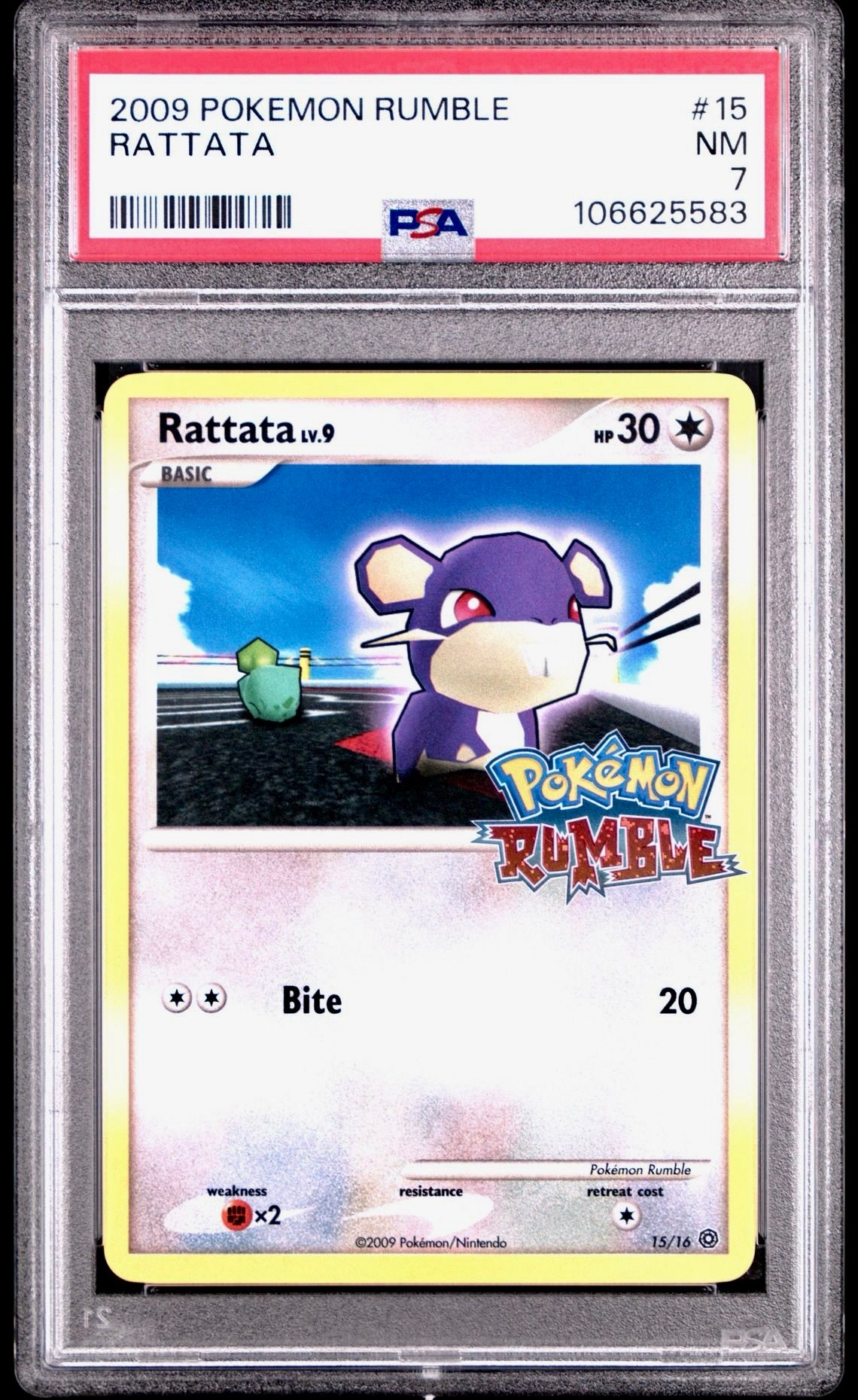 PSA 7 - Rattata 15/16 2009 Pokemon RUMBLE - Pokemon