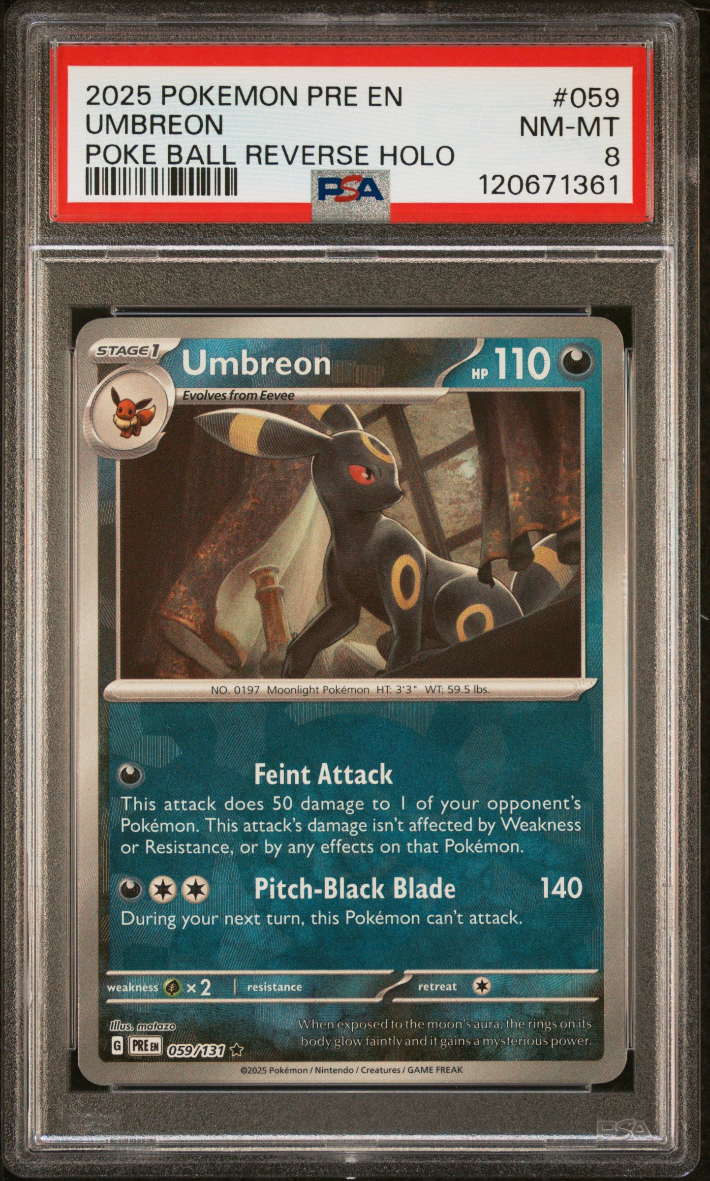 PSA 8 - Umbreon Pokeball Reverse 059/131 SV Prismatic Evolutions - Pokemon