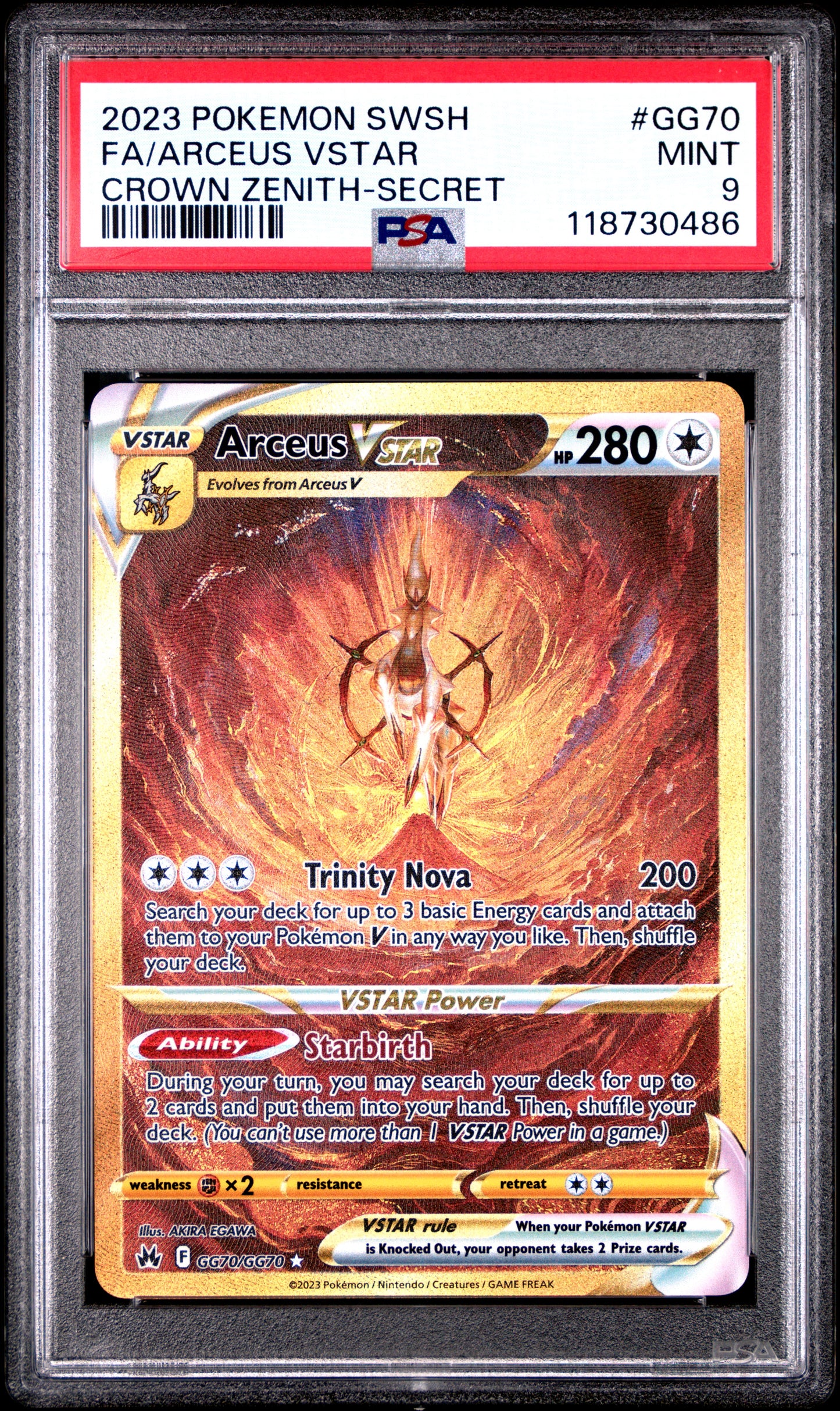 PSA 9 - Arceus VSTAR GG70/GG70 SWSH Crown Zenith - Pokemon