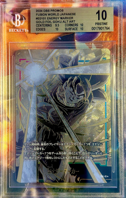 BGS 10 - Son Goku Gold Foil Alt Art E01-01 JPN Fusion World - DBS