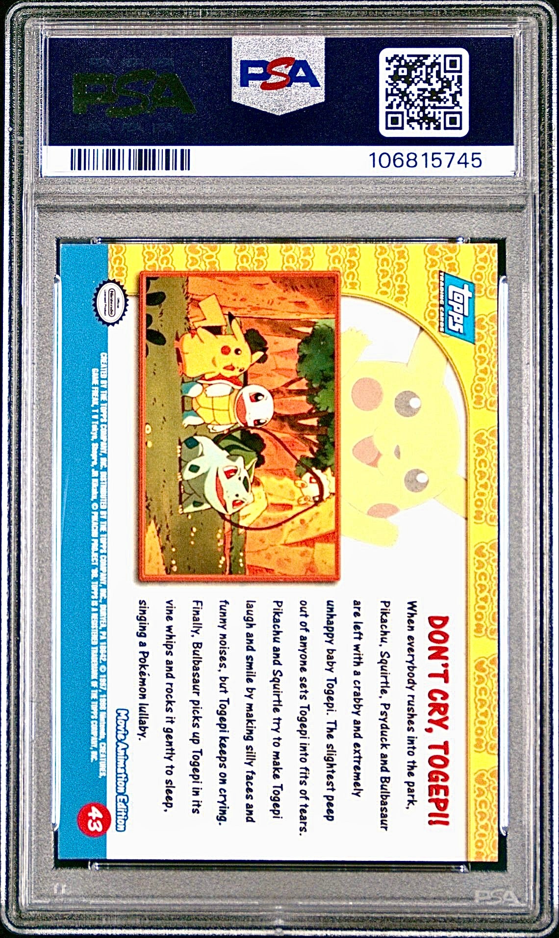 PSA 9 - Don’t Cry Togepi #43 1999 TOPPS Movie Edition - Pokemon