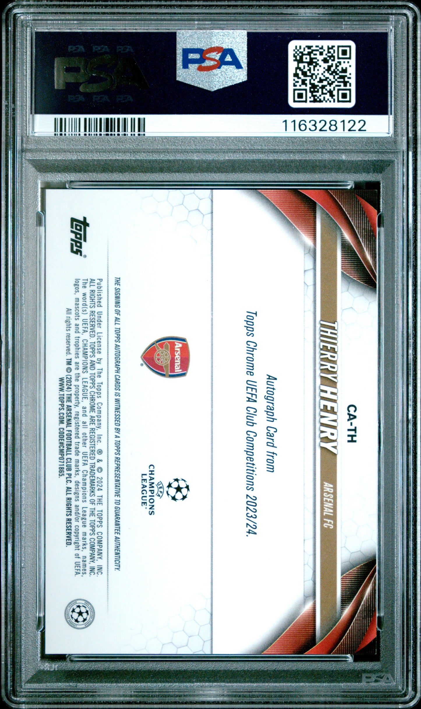 PSA 10 - Thierry Henry Topps Chrome Black Refractor 23-24 01/10 - Football