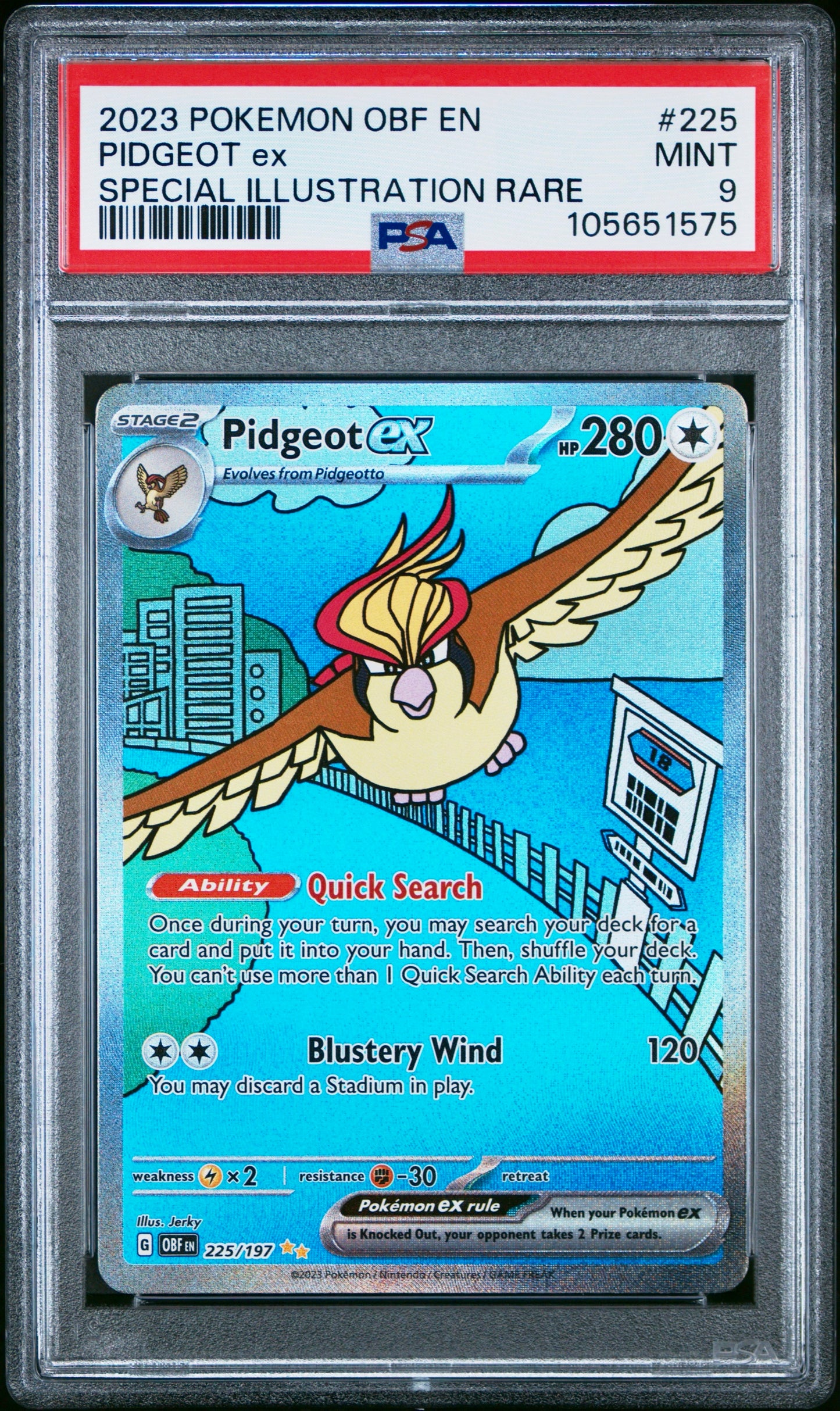 PSA 9 - Pidgeot SIR 225/197 SV Obsidian Flames - Pokemon