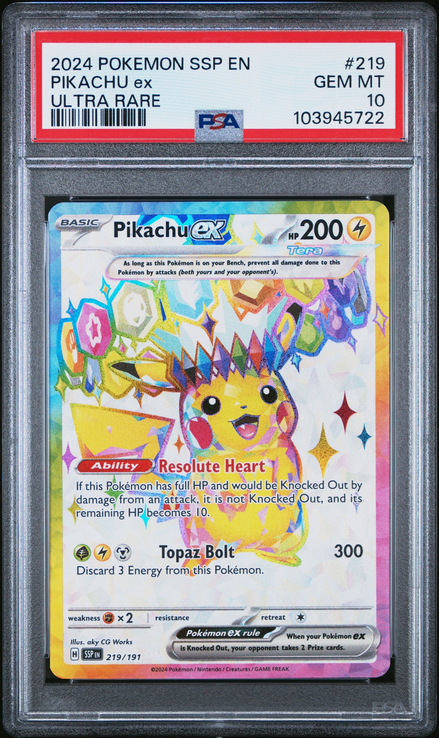PSA 10 - Pikachu ex 219/191 SV Surging Sparks - Pokemon