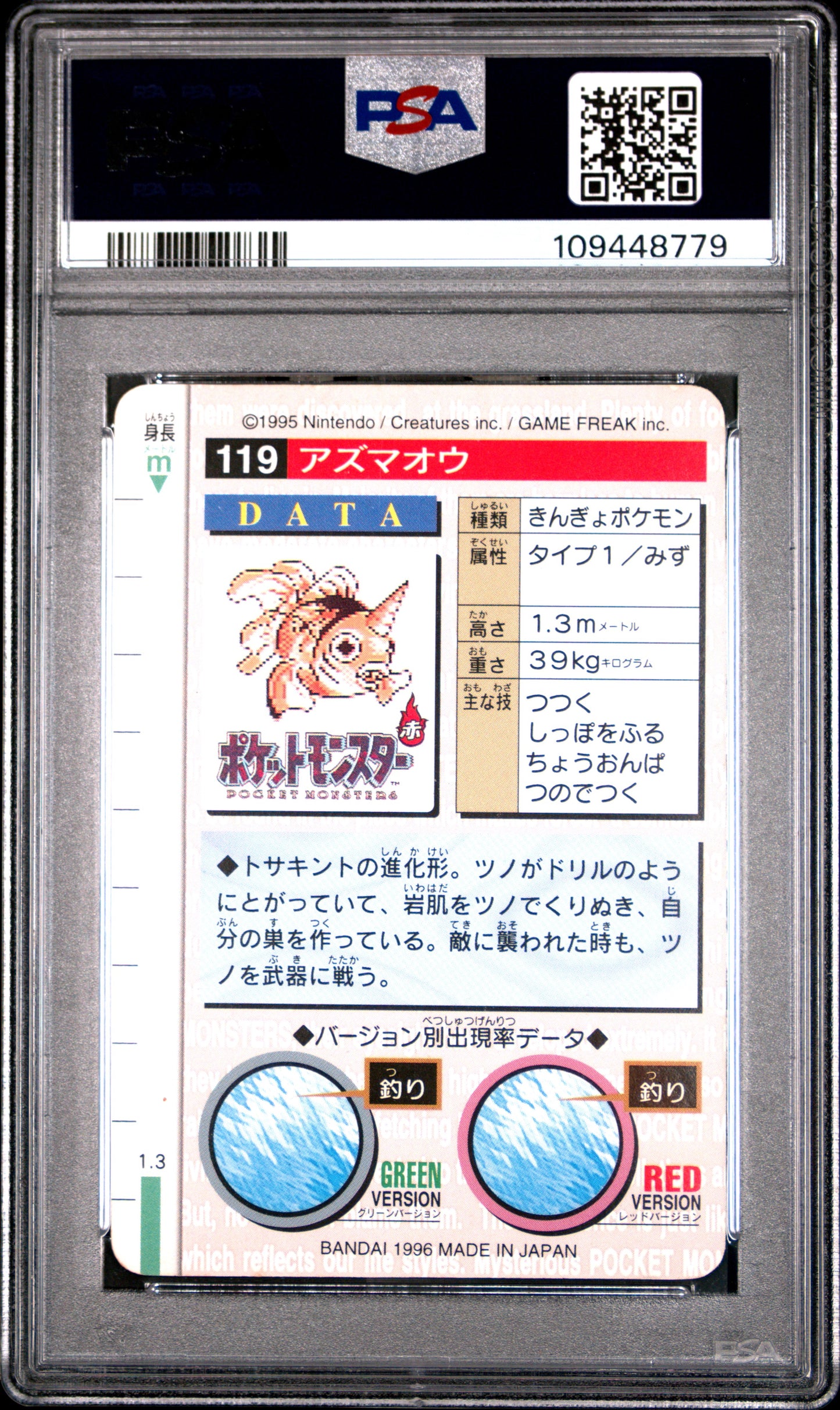 PSA 8 - Seaking #119 1996 JPN Bandai Carddass Vending - Pokemon