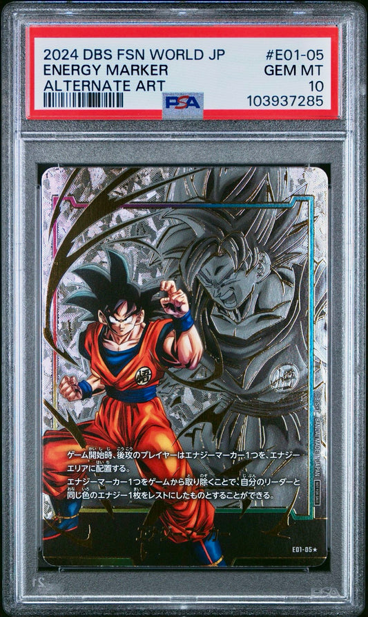 PSA 10 - Son Goku Energy Marker Alt Art E01-05 JPN Fusion World - DBS