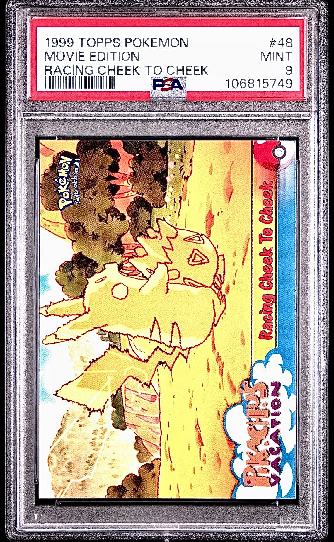 PSA 9 - Racing Cheek to Cheek #48 1999 TOPPS Movie Edition - Pokemon