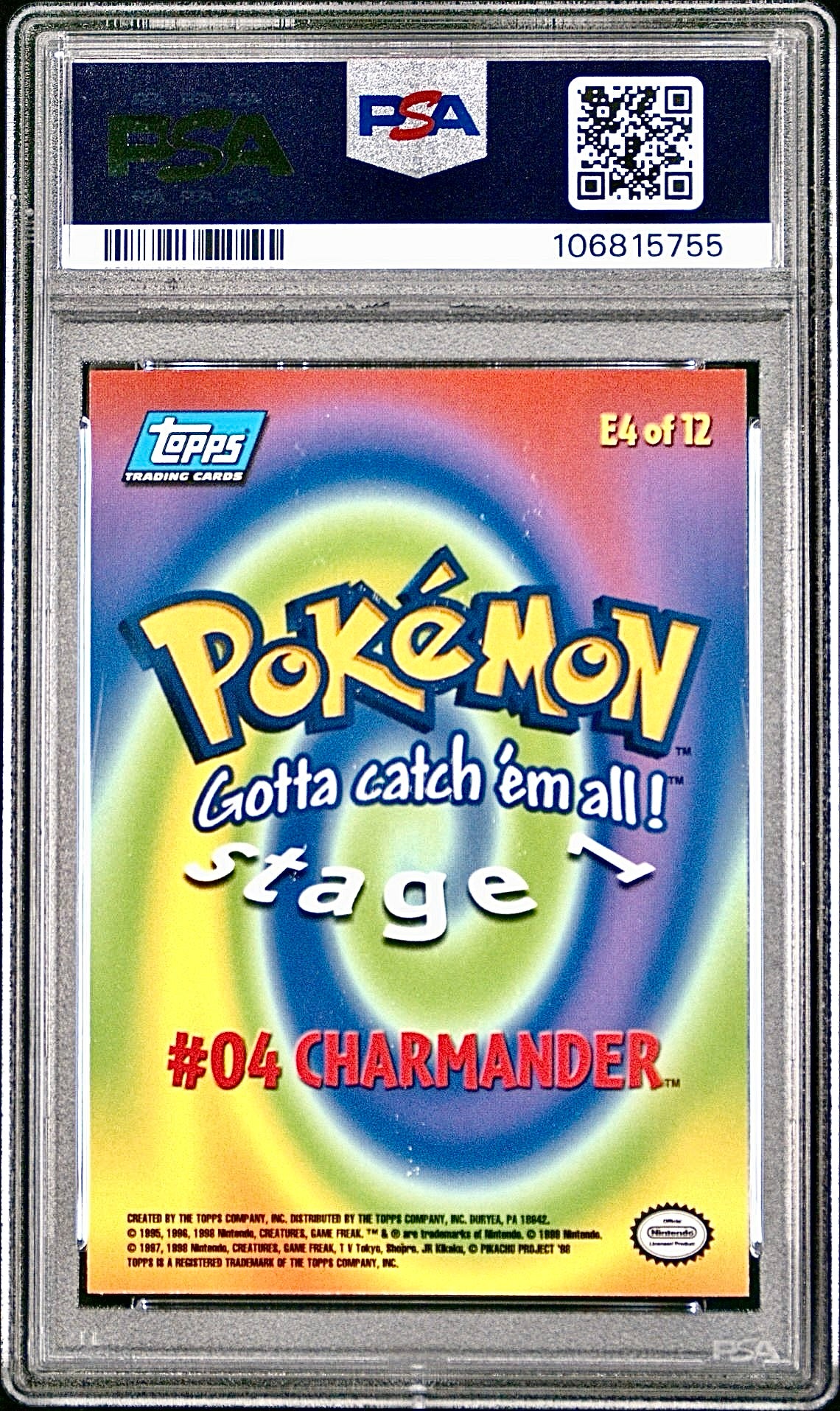 PSA 9 - Charmander #E4 1999 TOPPS Movie Edition - Pokemon