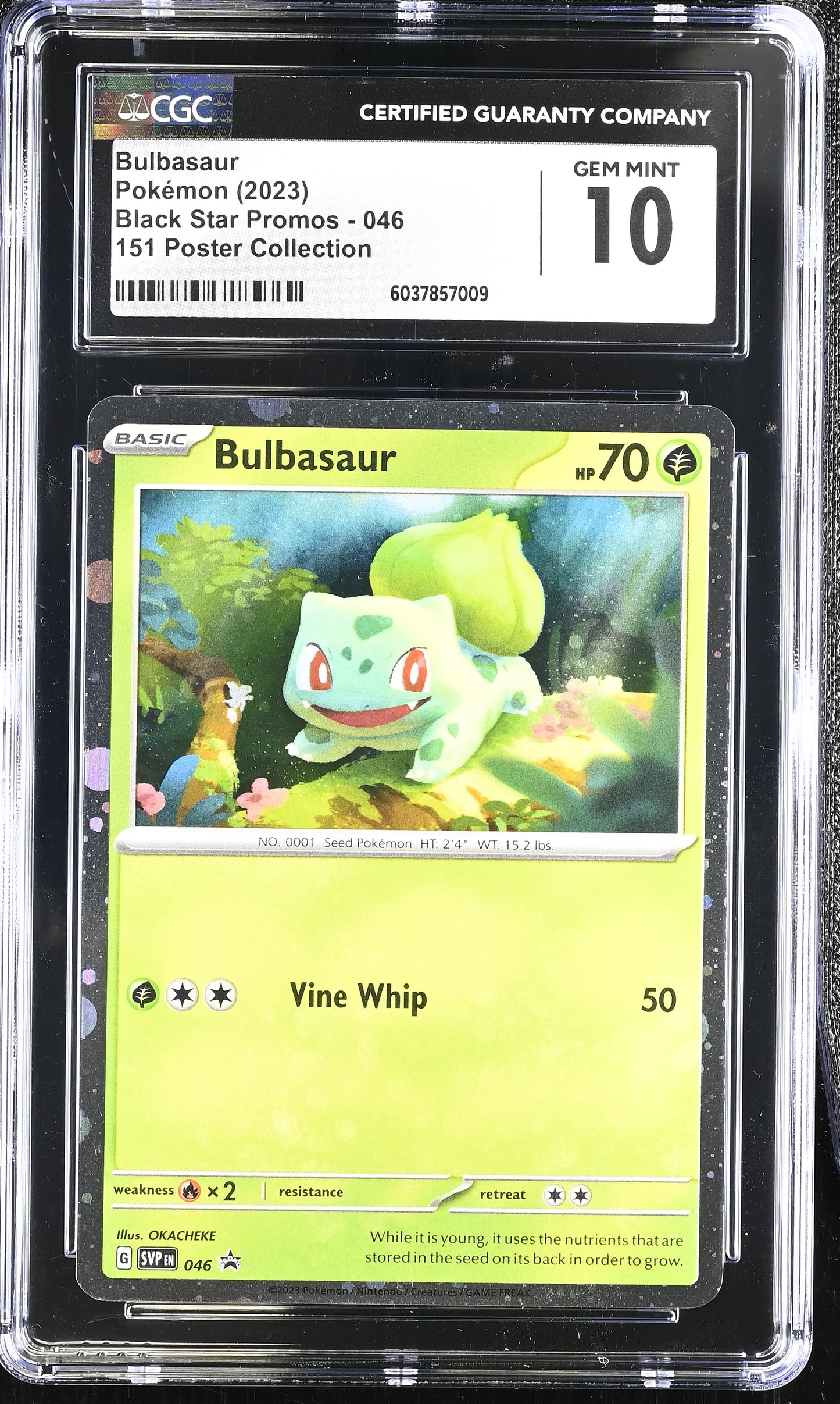 CGC 10 - Bulbasaur Cosmos SVP046 MEW 151 Poster Coll. Promo - Pokemon