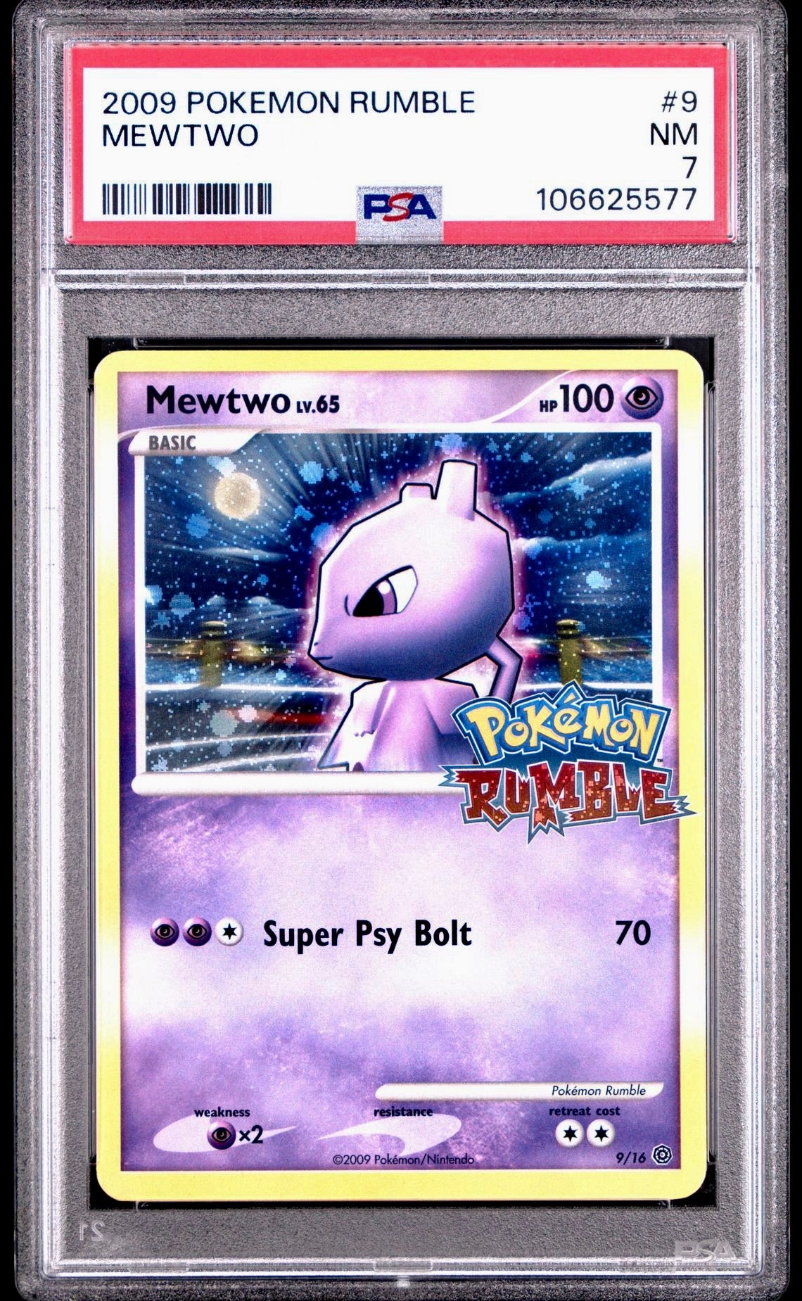 PSA 7 - Mewtwo Holo 9/16 2009 Pokemon RUMBLE - Pokemon