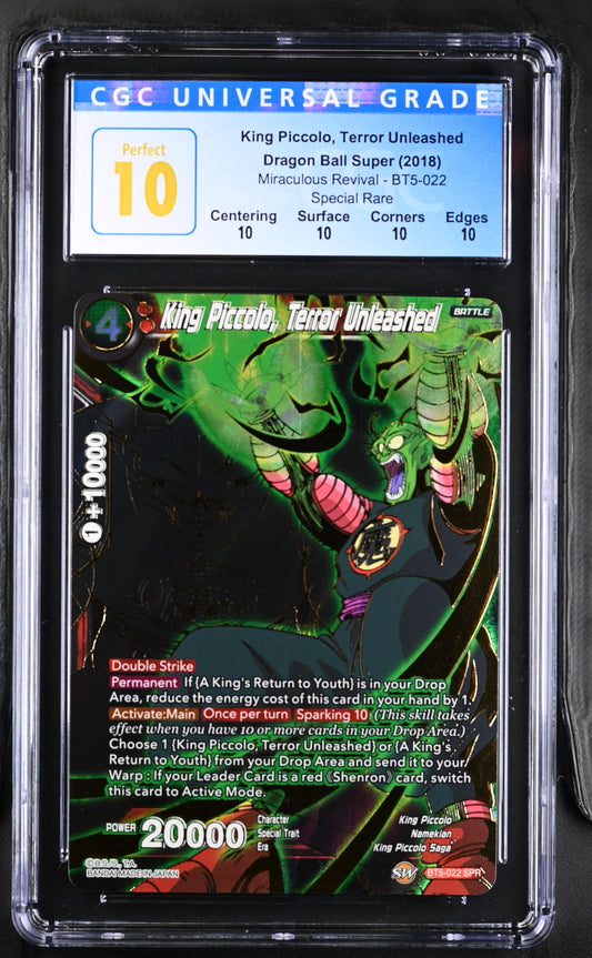 CGC 10 PERFECT - King Piccolo, Terror Unleashed BT5-022 Miraculous Revival - DBS