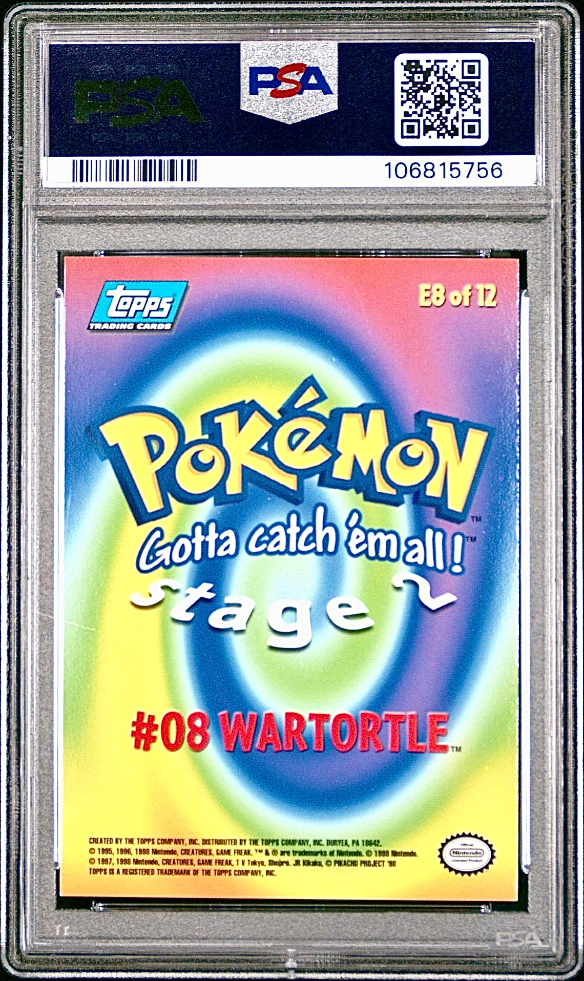 PSA 9 - Wartortle Rainbow Foil #E8 1999 TOPPS Movie Edition - Pokemon