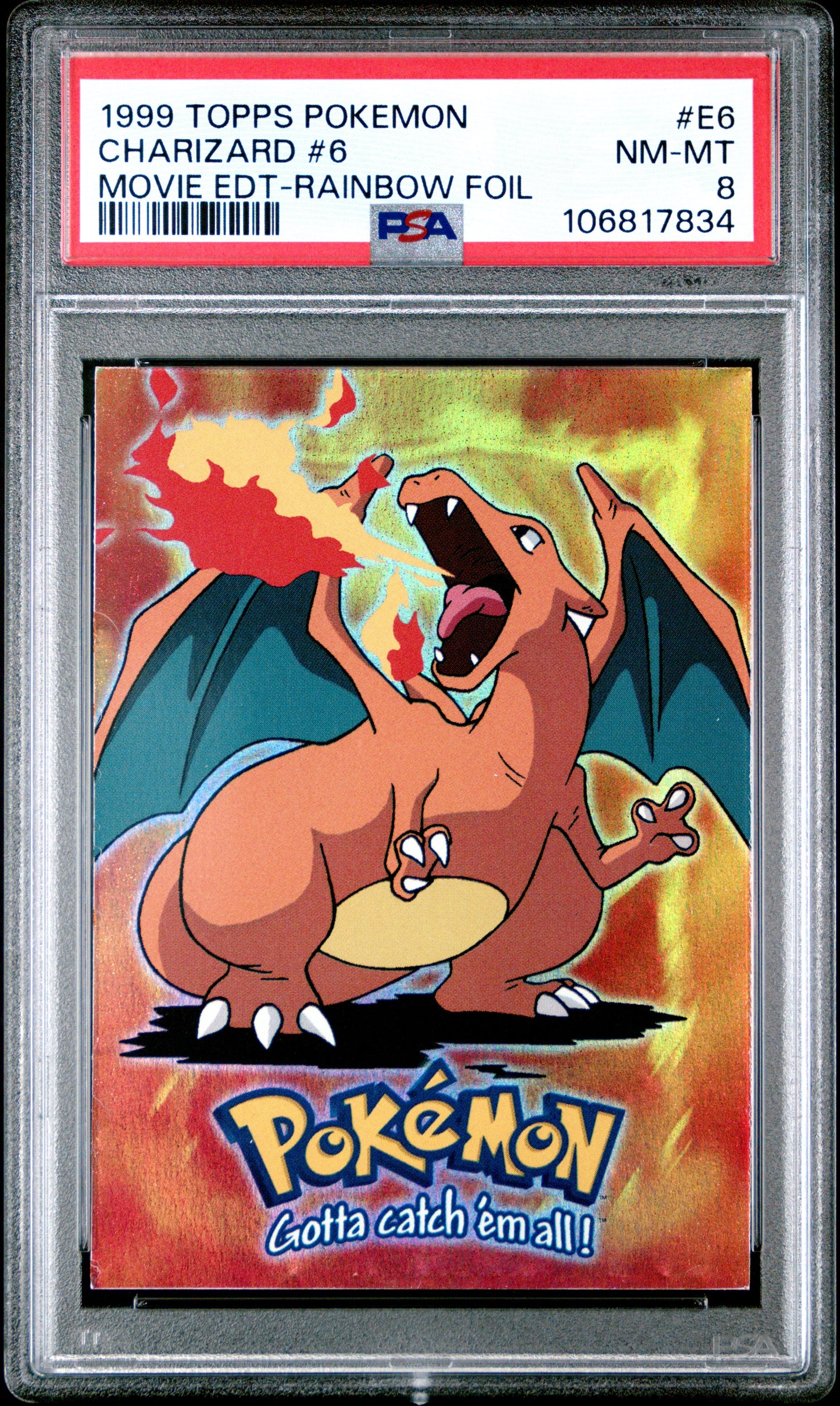 PSA 8 - Charizard Rainbow Foil #E6 1999 TOPPS Movie Edition - Pokemon
