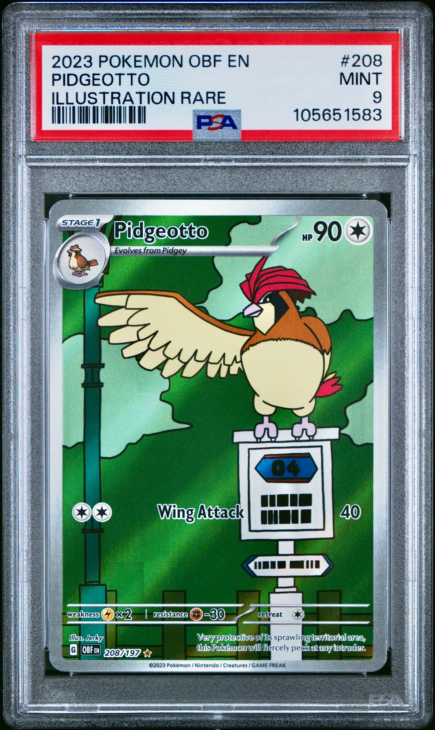 PSA 9 - Pidgeotto IR 208/197 SV Obsidian Flames - Pokemon