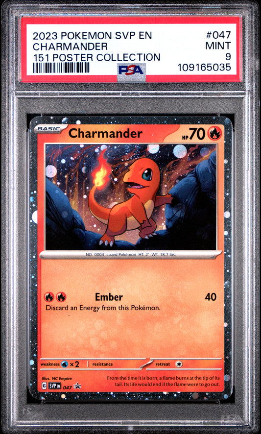 PSA 9 - Charmander Holo SVP047 MEW 151 Poster Collection - Pokemon