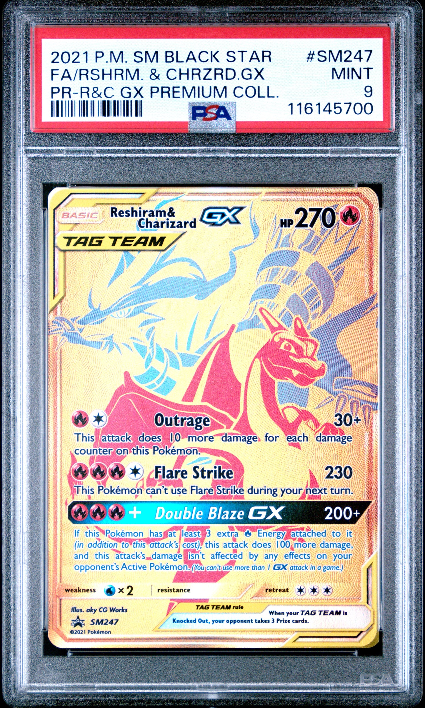 PSA 9 - Reshiram & Charizard GX SM247 Premium Collection Box Promo - Pokemon