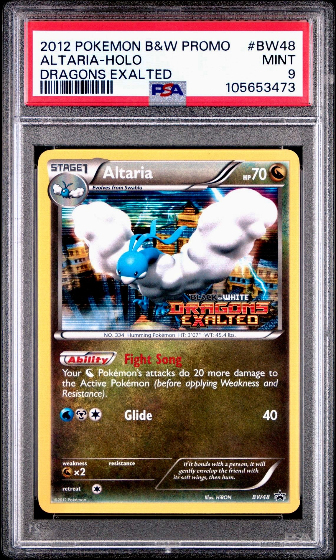 PSA 9 - Altaria Holo BW48 Dragons Exalted Prerelease Promo - Pokemon