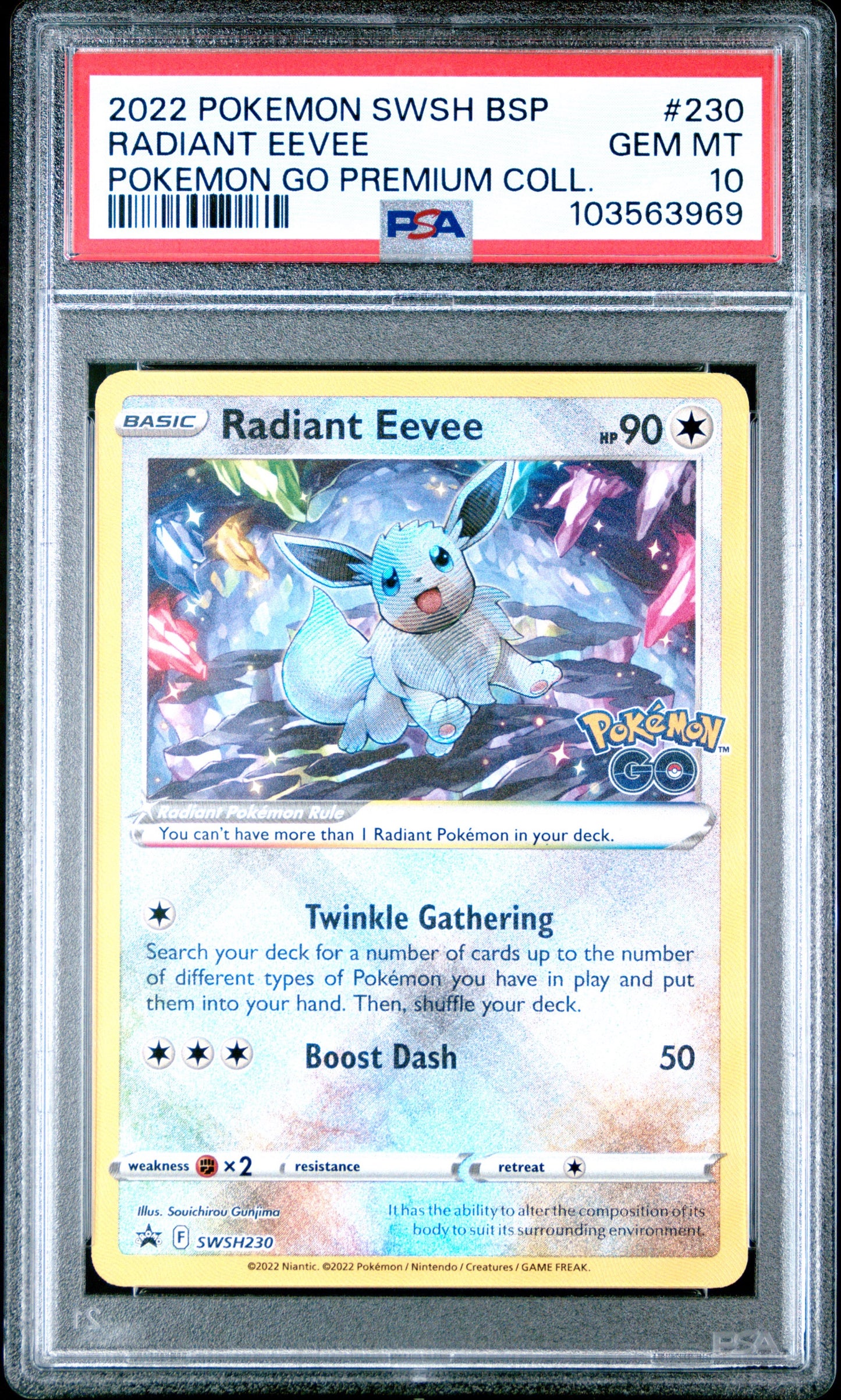 PSA 10 - Radiant Eevee SWSH230 Pokemon GO Premium Collection - Pokemon