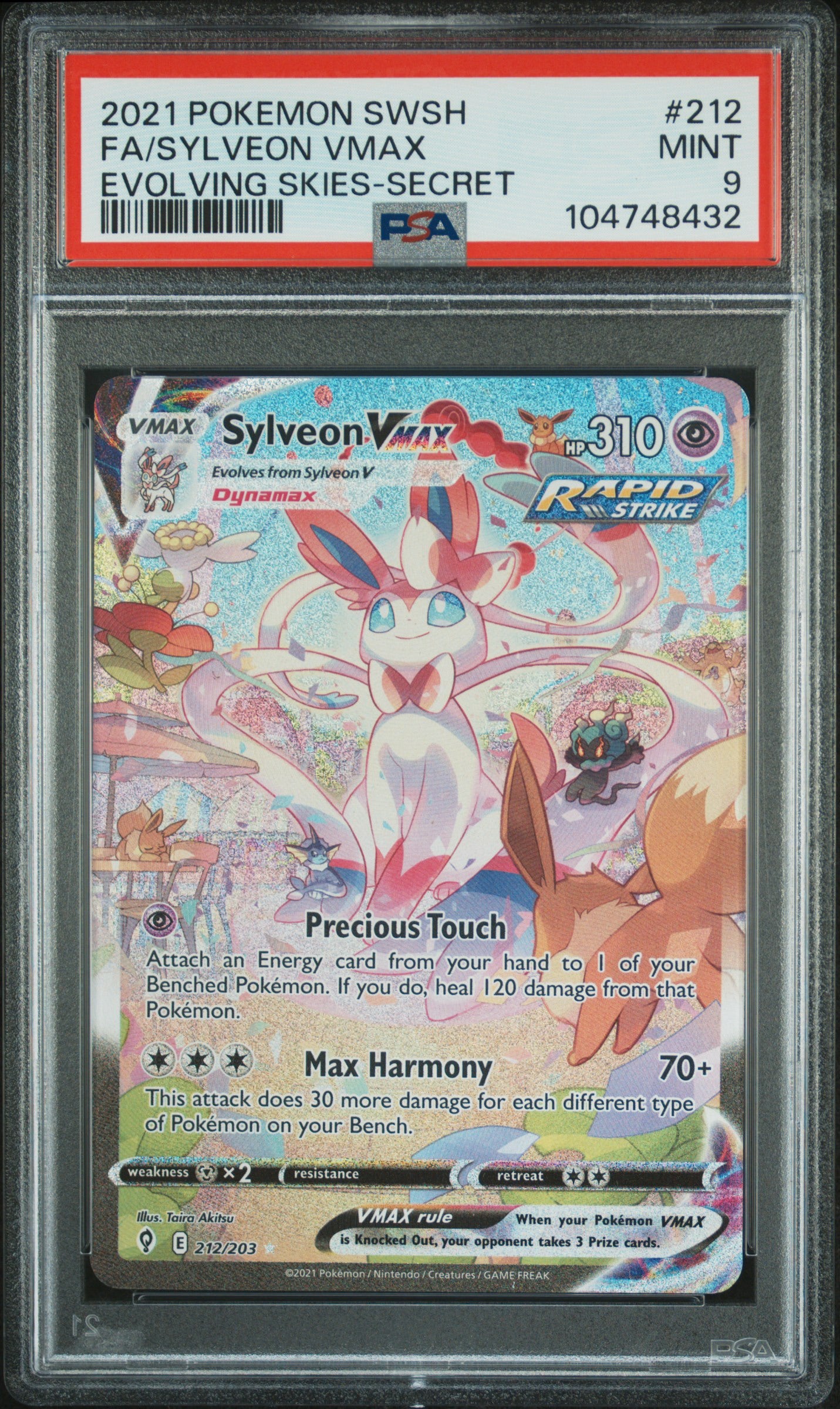 PSA 9 - Sylveon VMAX 212/203 SWSH Evolving Skies - Pokemon