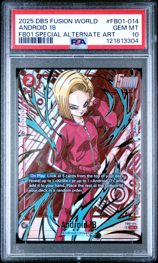 PSA 10 - Android 18 FB01-014 Special Alt Art Fusion World - DBS