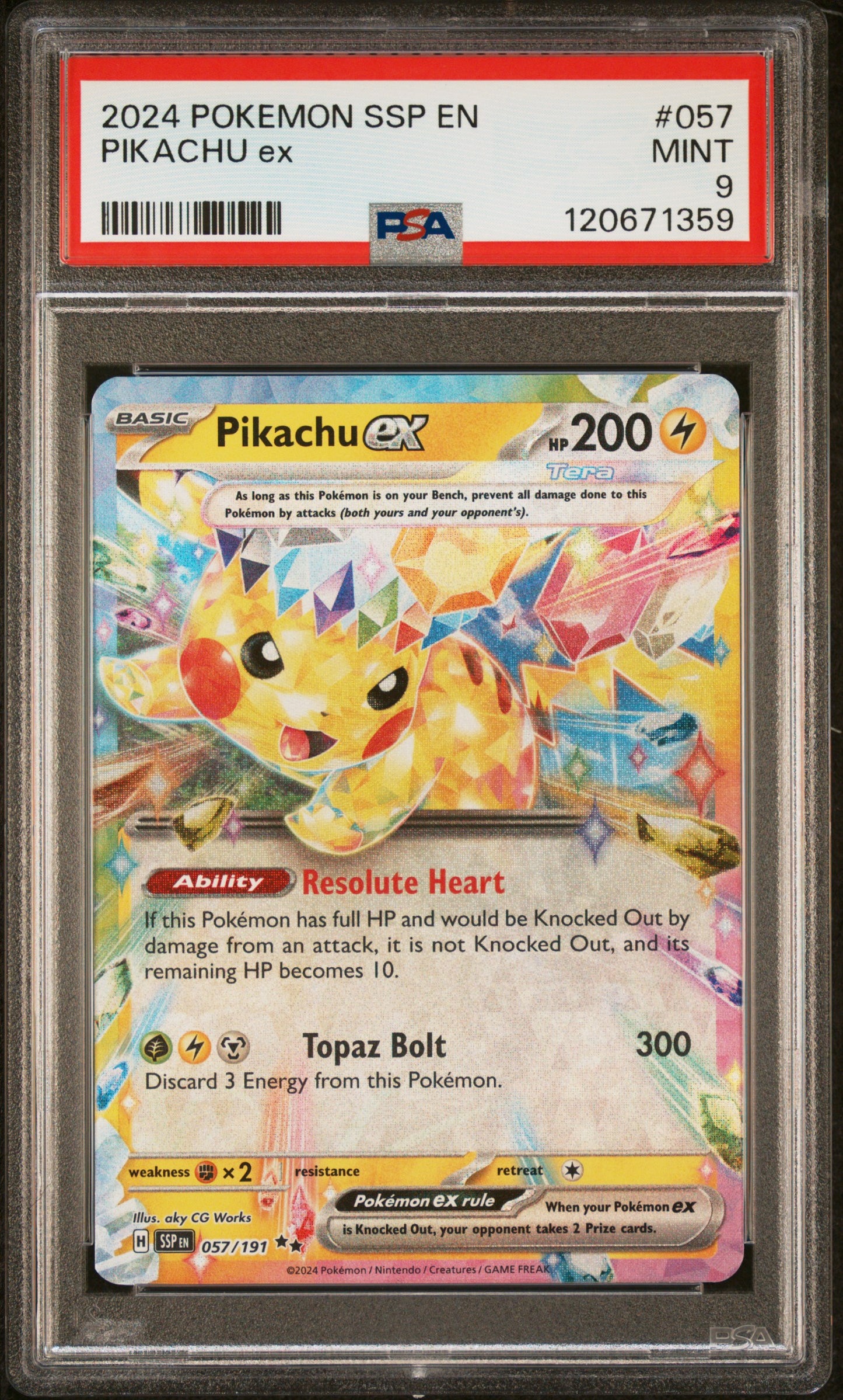 PSA 9 - Pikachu ex 057/191 SV Surging Sparks - Pokemon