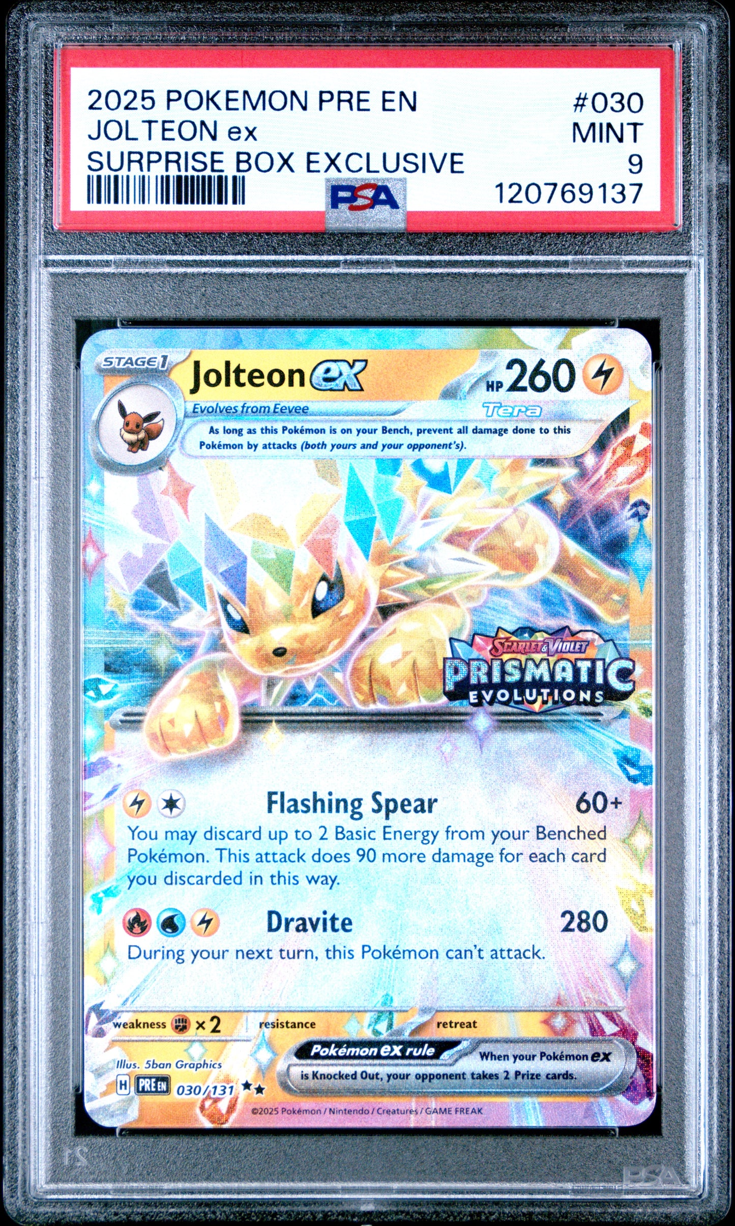 PSA 9 - Jolteon ex 030/131 SV Prismatic Evolutions Surprise Box Promo - Pokemon