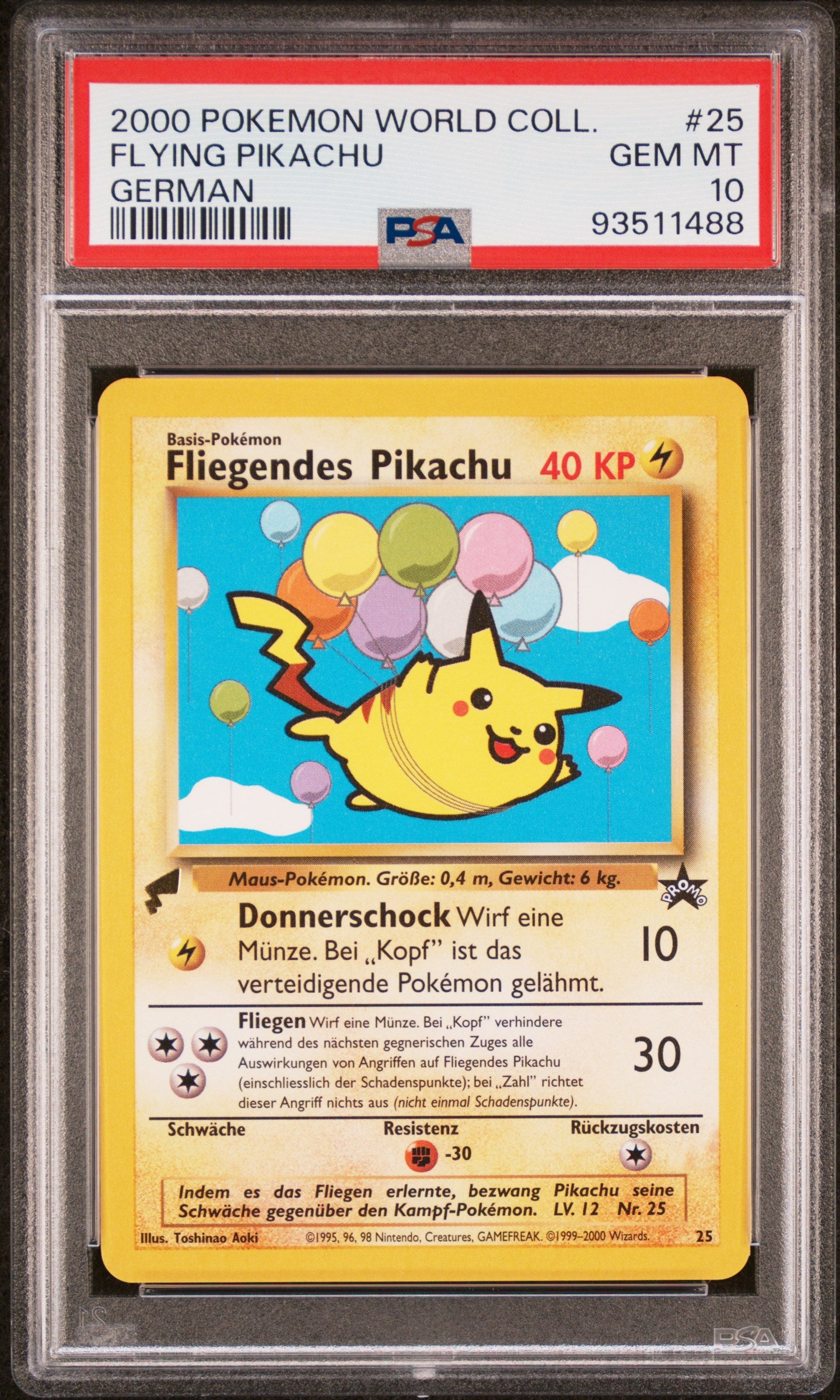 PSA 10 - Flying Pikachu #25 German 2000 Worlds Collection Promo - Pokemon