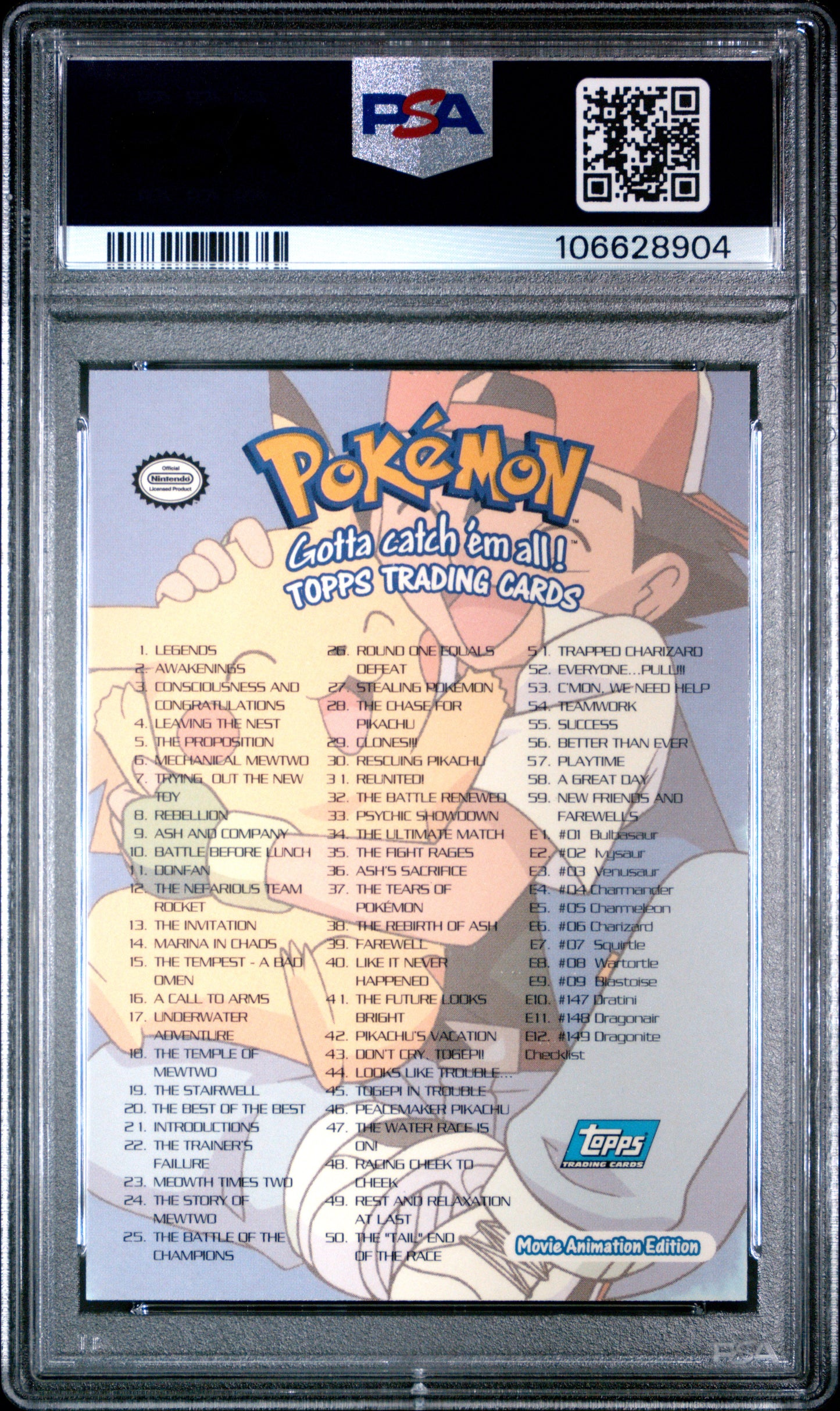 PSA 9 - Checklist 1999 TOPPS Movie Edition - Pokemon