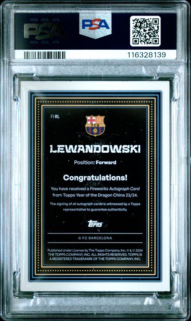 PSA 6 - Lewandowski Topps FCB YOTD Auto Gold Fireworks /50 - Football