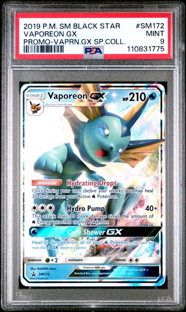 PSA 9 - Vaporeon gx sm172 Black Star Promo GX Sp Coll - Pokemon