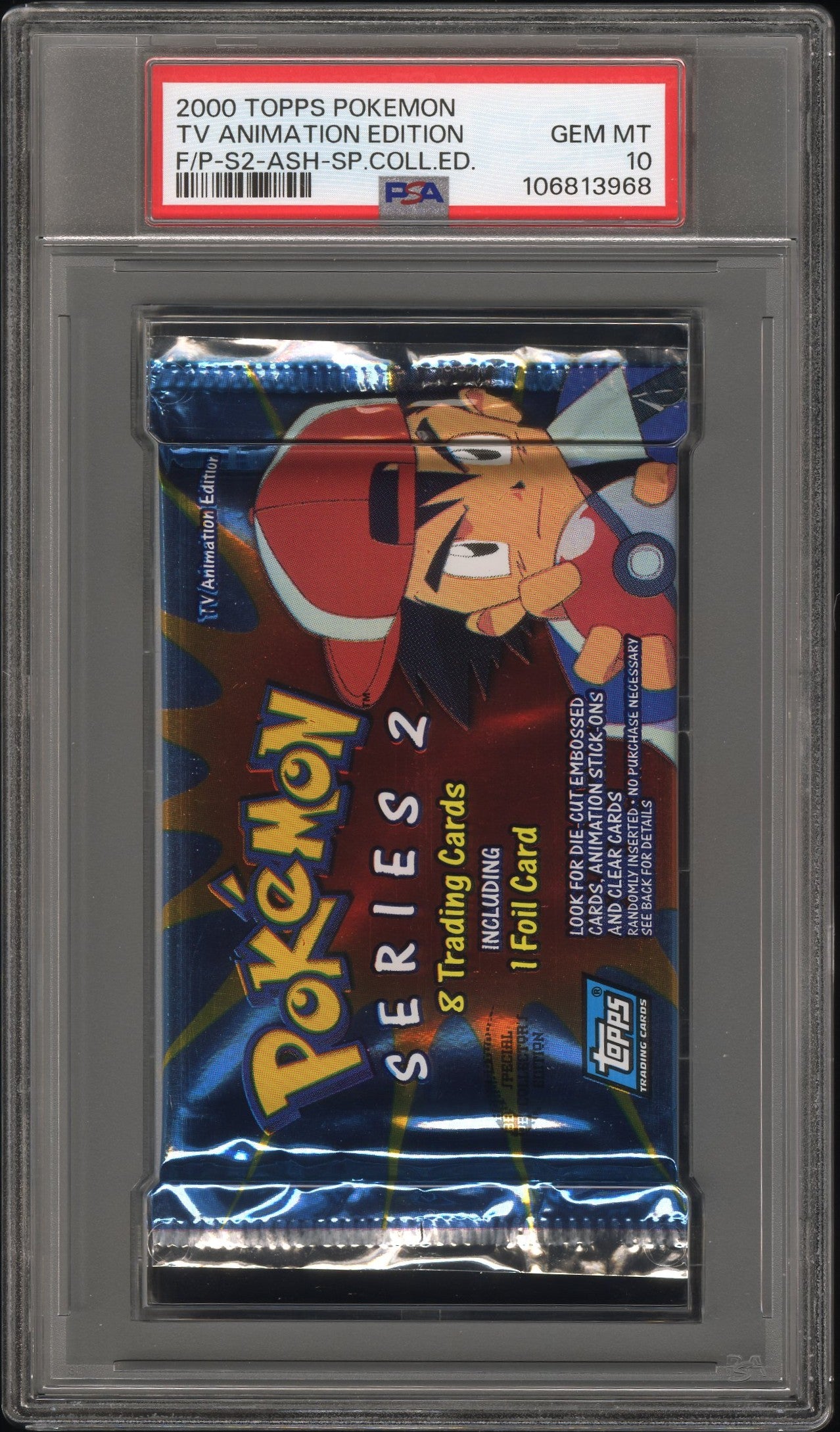 PSA 10 - TOPPS TV Animation Edition Series 2 (Ash) Foil Pack - Pokemon