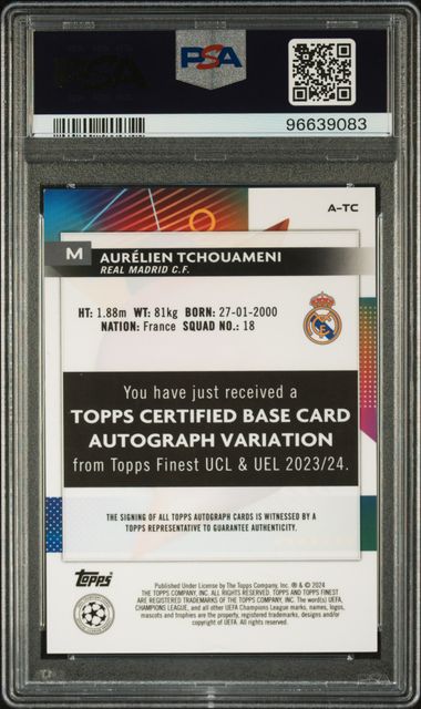 PSA 8 - Tchouameni 019/199 2023-24 Finest Purple Shimmer #ATC - Football