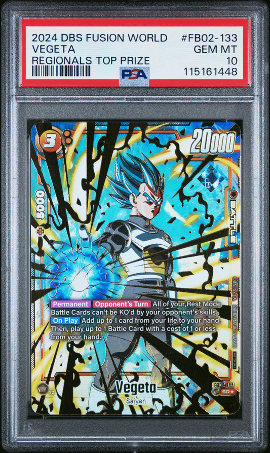 PSA 10 - Vegeta FB02-133 Regionals Top Prize Fusion World - DBS