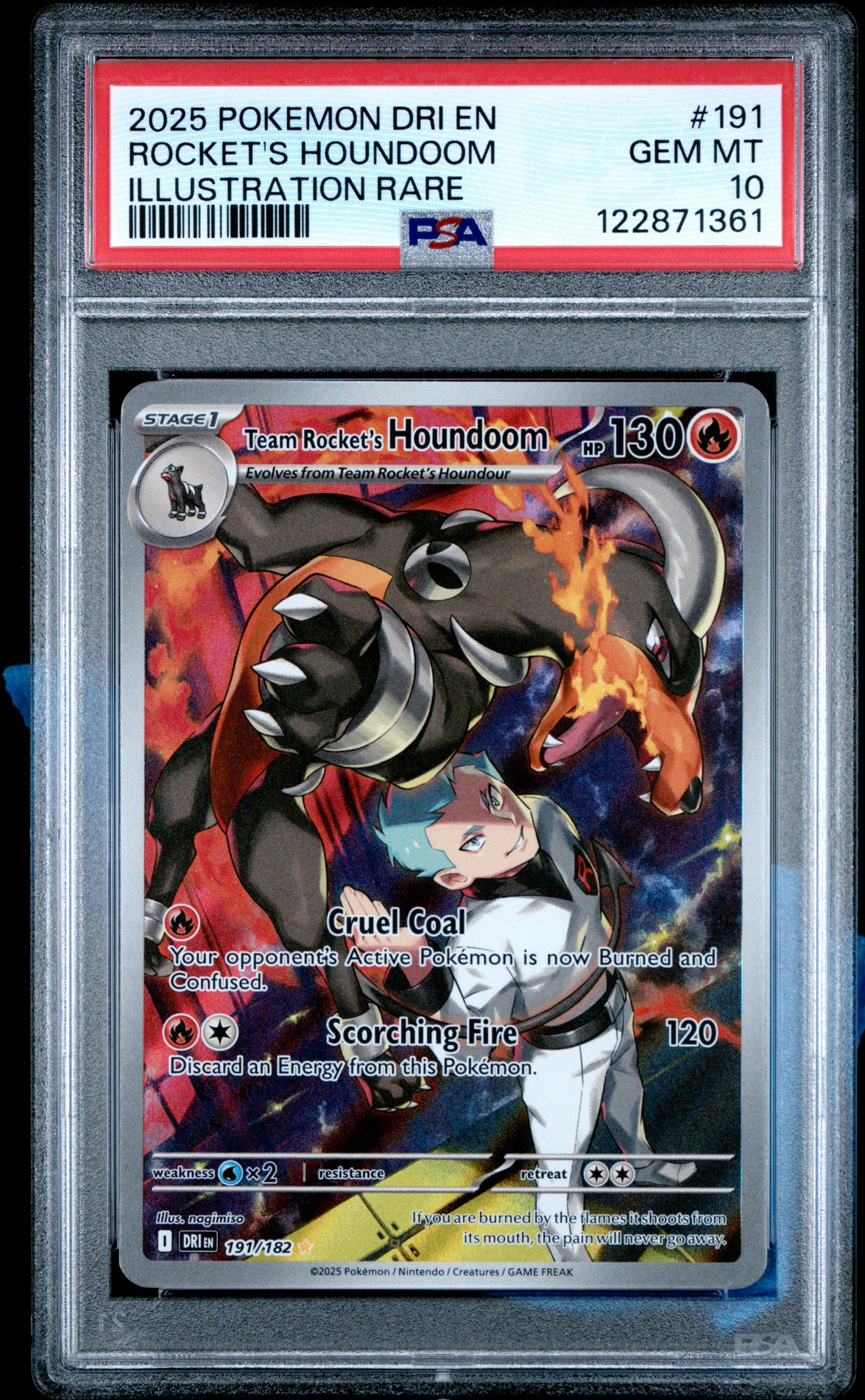 PSA 10 - Team Rocket's Houndoom 191/182 Illustration Rare SV Destined Rivals - Pokemon