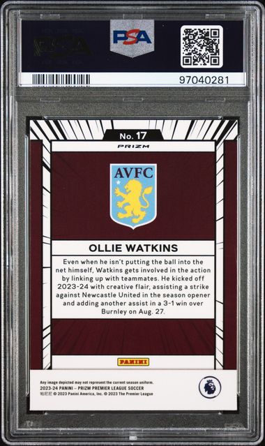 PSA 9 - Ollie Watkins 2023-24 Prizm P/L Manga #17 - Football