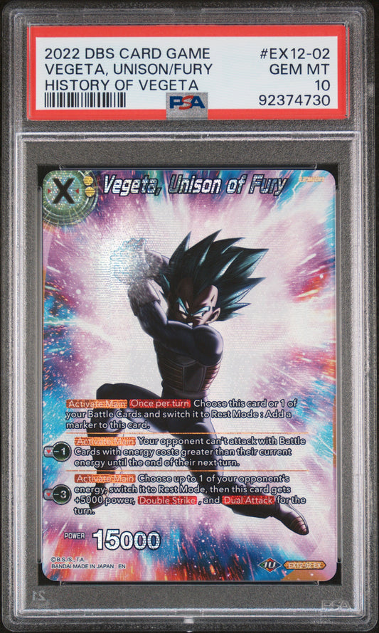 PSA 10 - Vegeta, Unison of Fury EX12-02 History of Vegeta - DBS