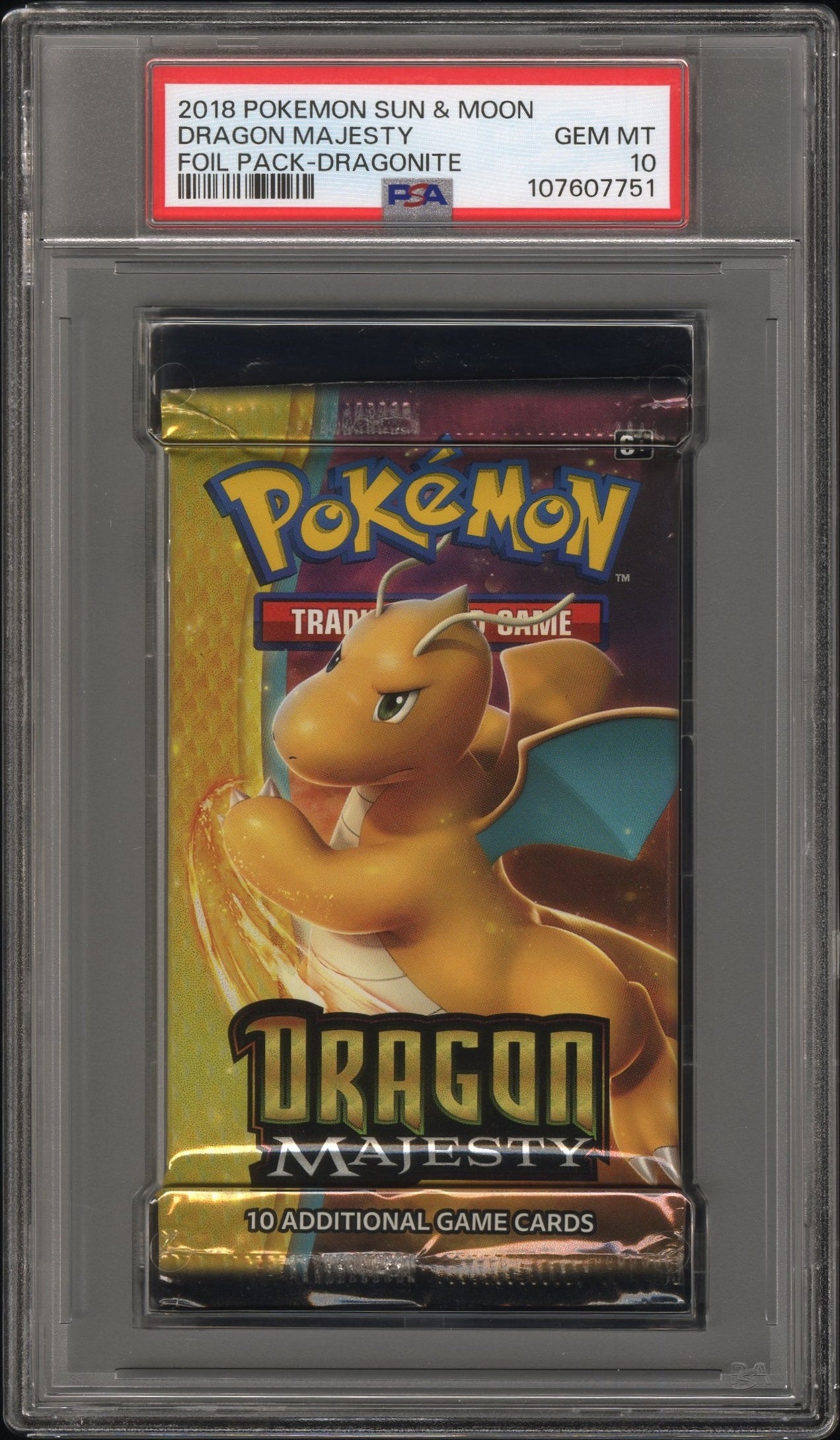 PSA 10 - Sun & Moon Dragon Majesty (Dragonite Art) Foil Pack - Pokemon