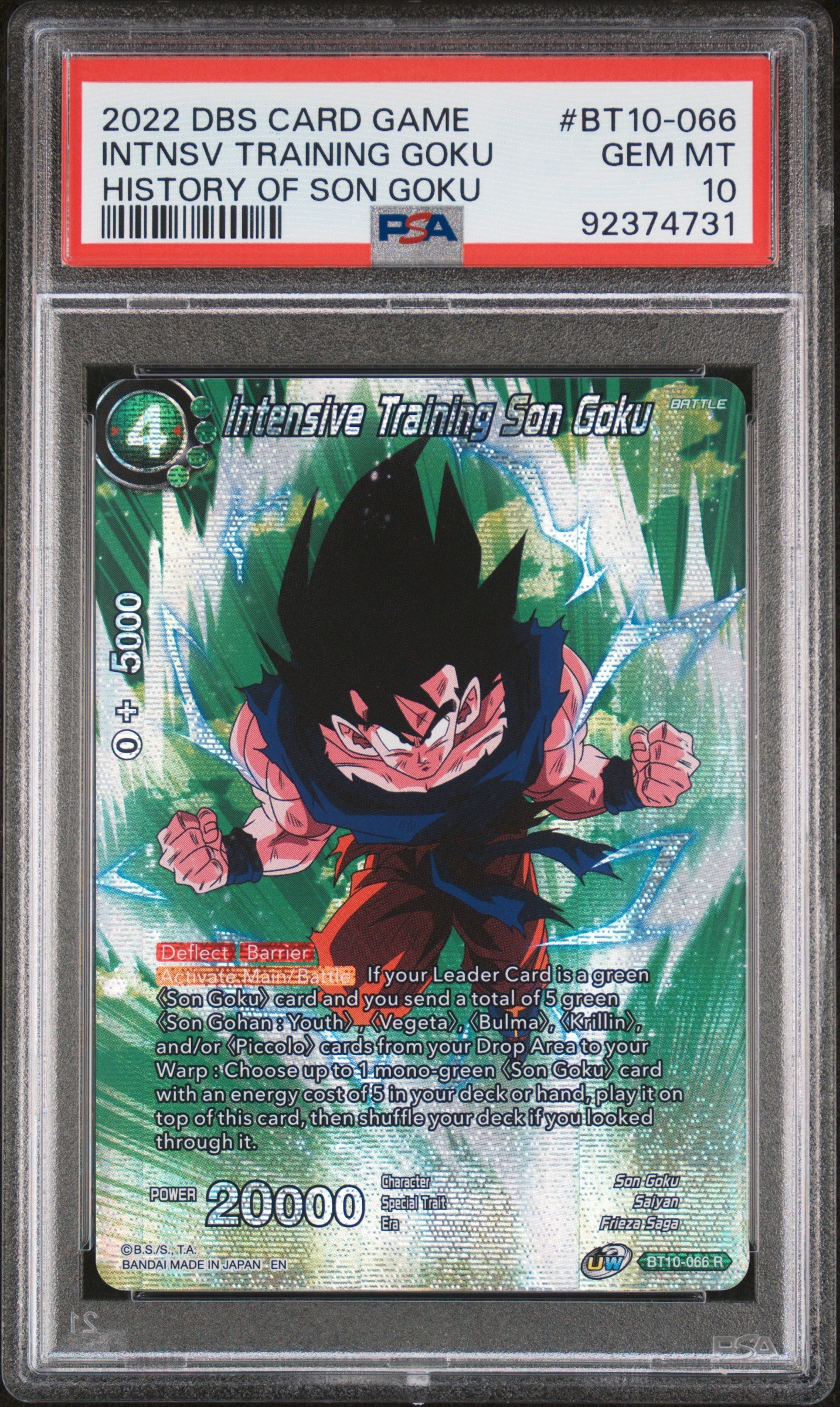 PSA 10 - Intensive Training Son Goku Bt10-066 History of Goku - DBS