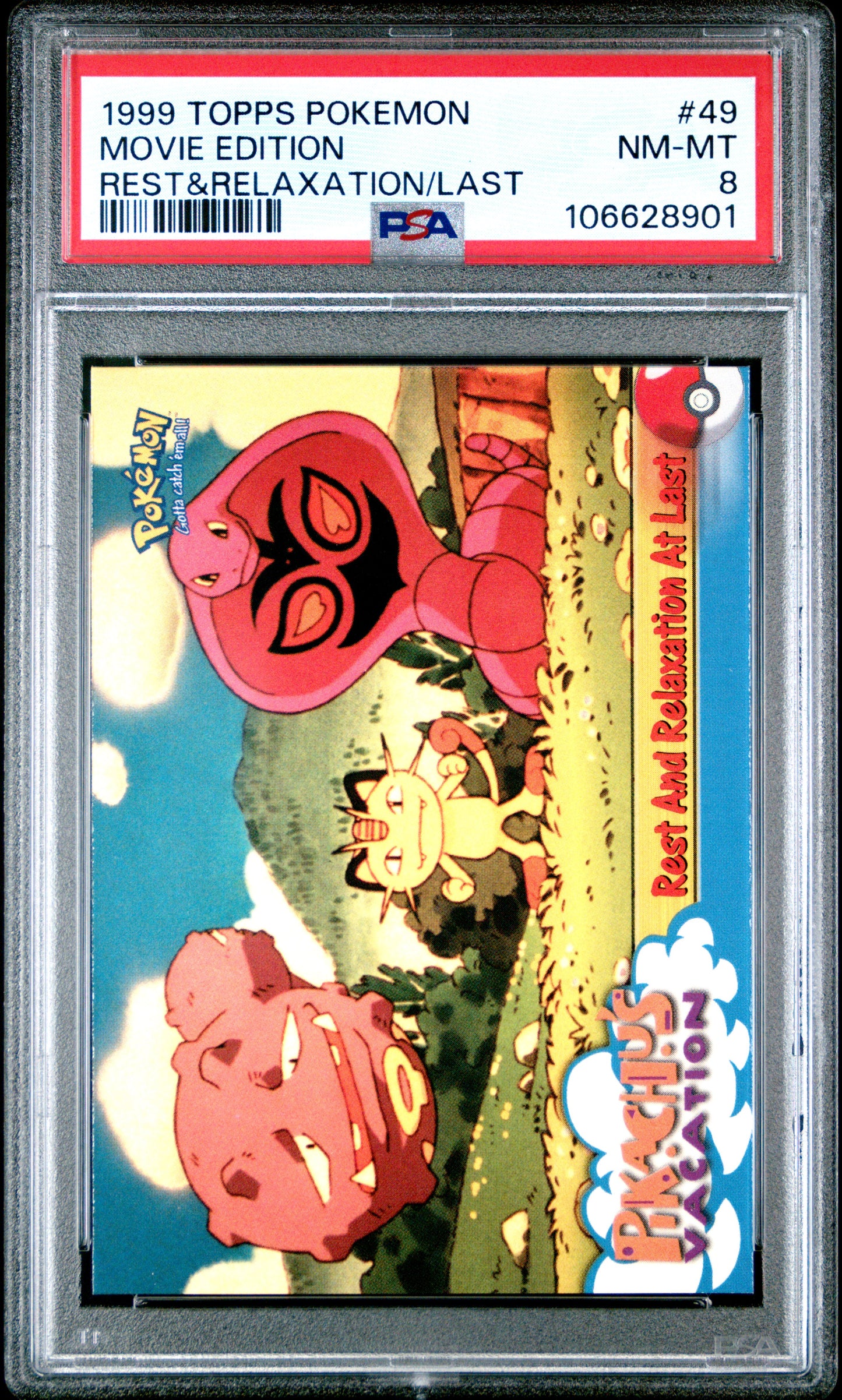 PSA 8 - Rest & Relaxation Meowth #49 1999 TOPPS Movie Edition - Pokemon