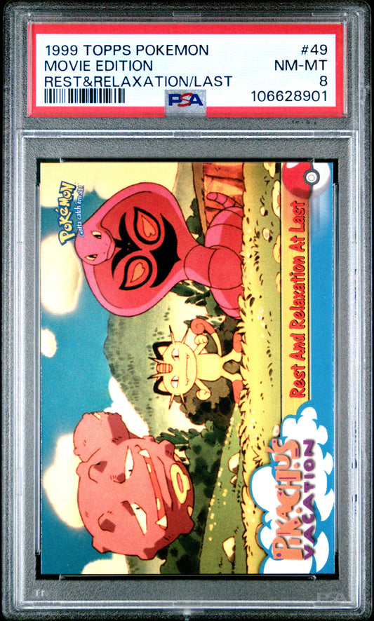 PSA 8 - Rest & Relaxation Meowth #49 1999 TOPPS Movie Edition - Pokemon
