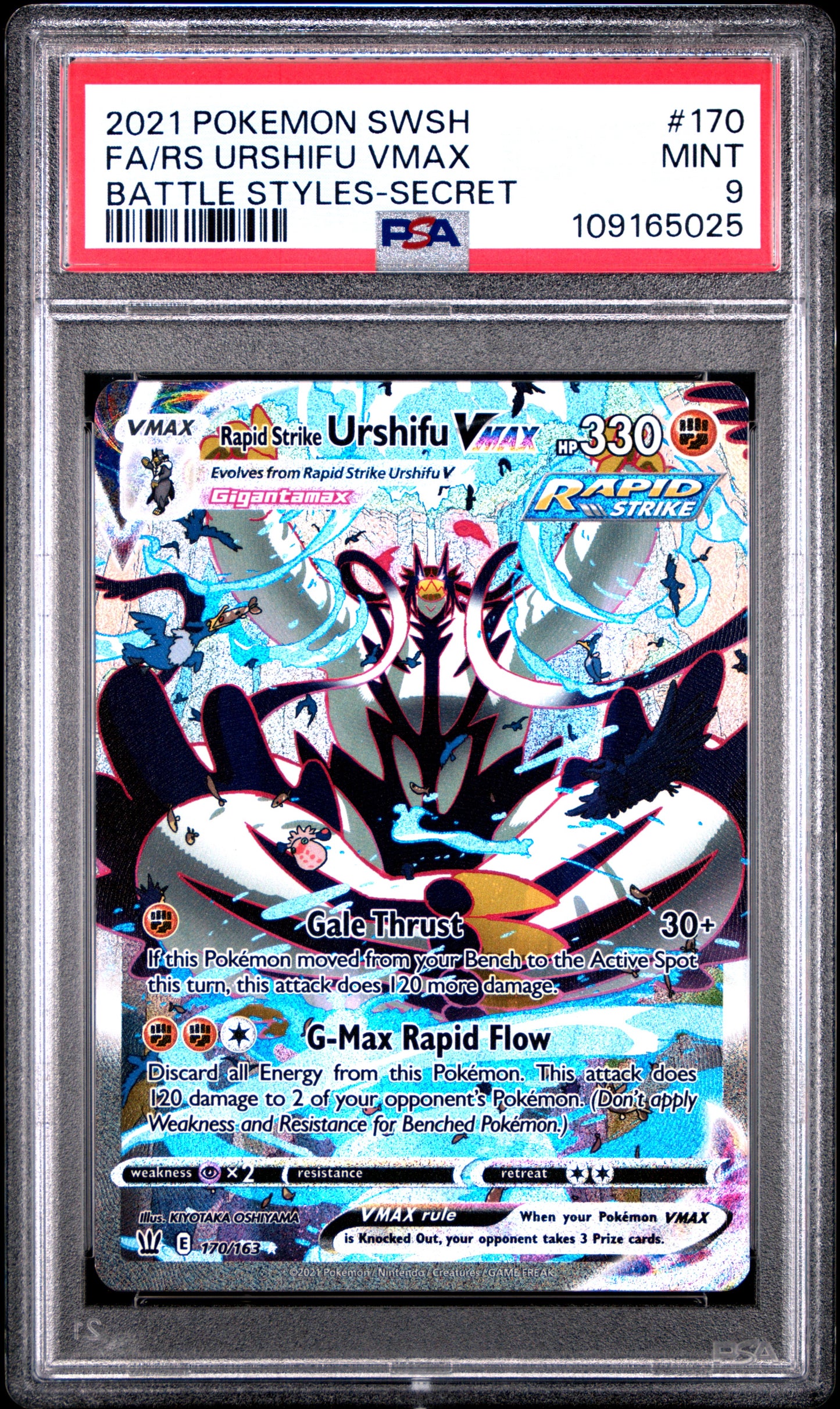 PSA 9 - Rapid Strike Urshifu VMAX 170/163 SWSH Battle Styles - Pokemon