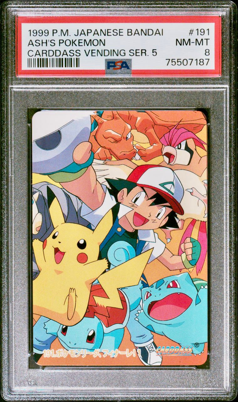 PSA 8 - Ash Misty Team Rocket Gary #191/192/193/194 Bandai Carddass Vending Series 5 - Pokemon
