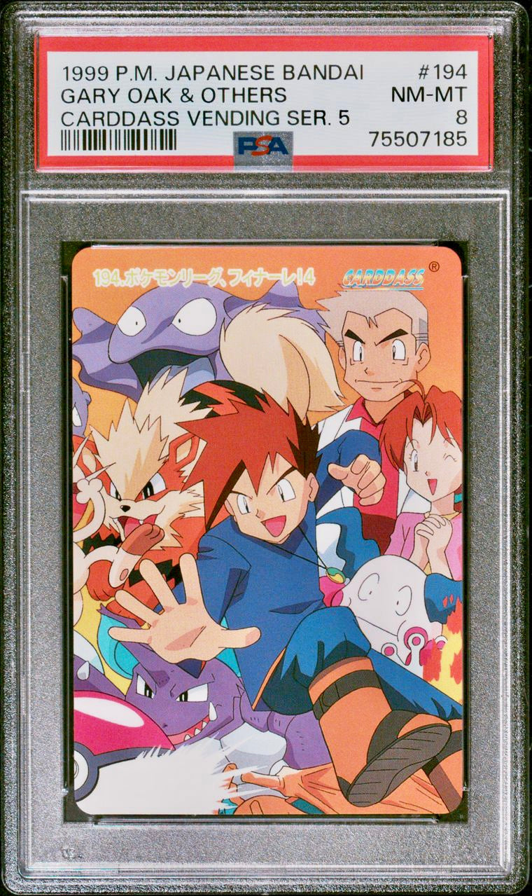 PSA 8 - Ash Misty Team Rocket Gary #191/192/193/194 Bandai Carddass Vending Series 5 - Pokemon