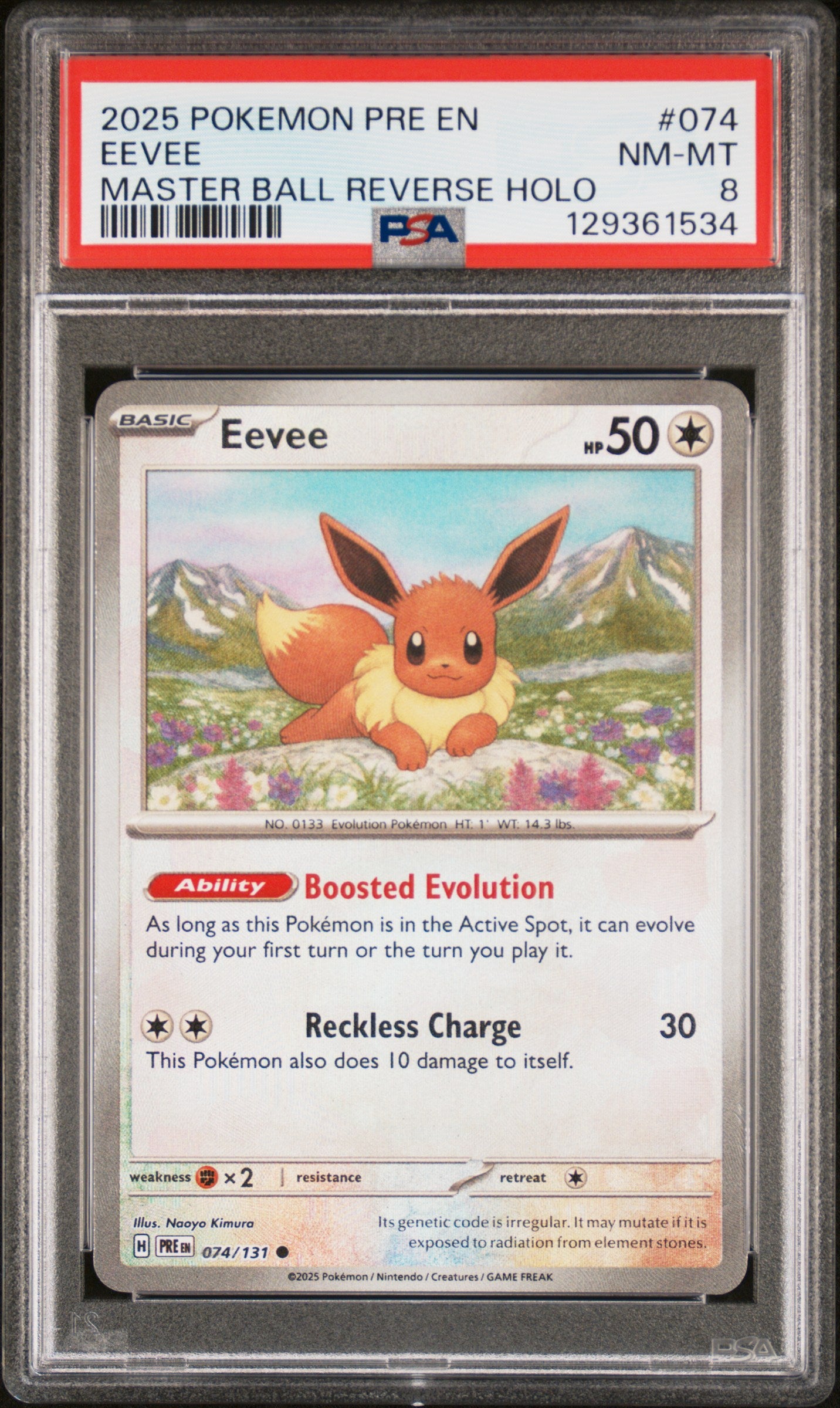 PSA 8 - Eevee Master Ball 074/131 SV Prismatic Evolutions - Pokemon