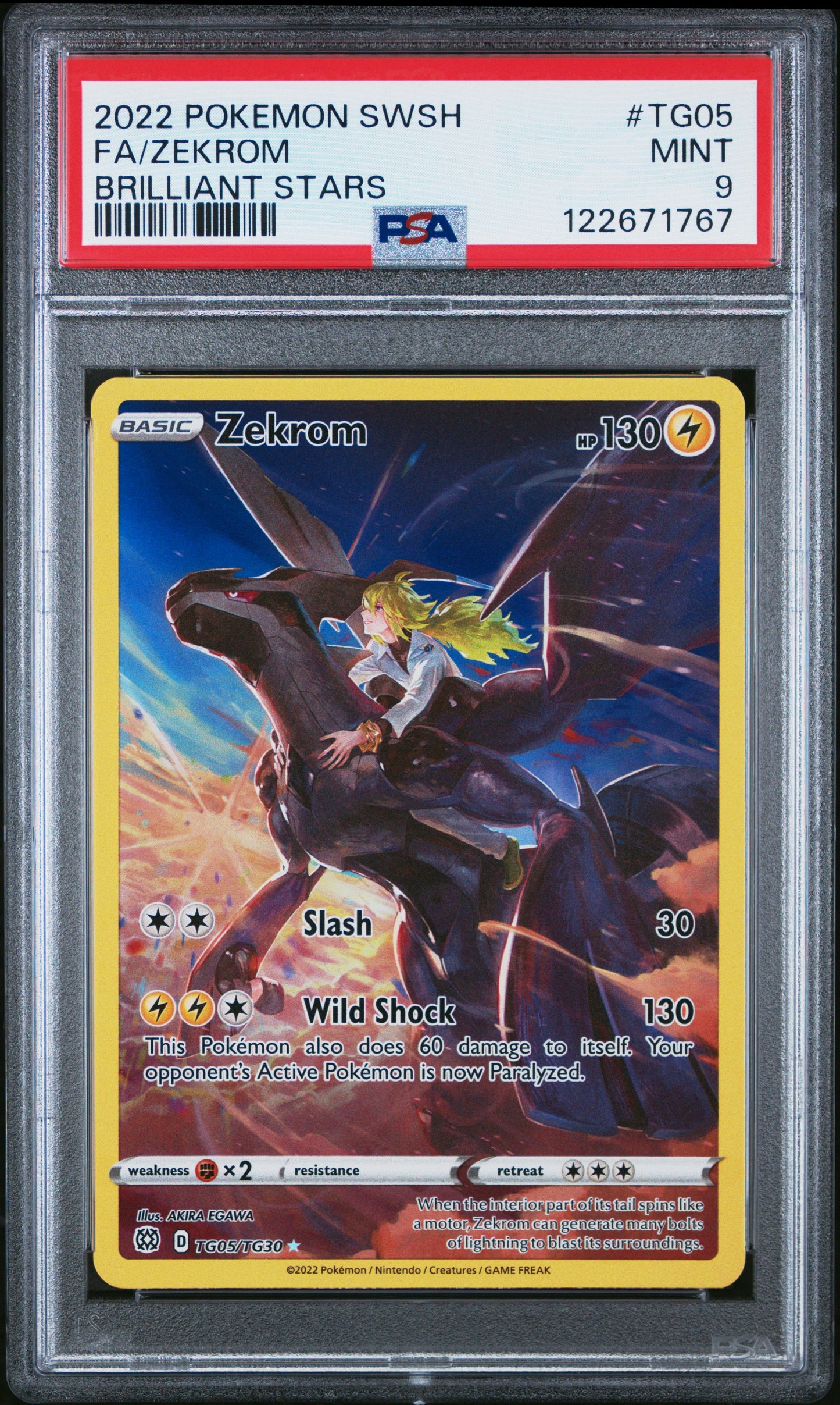 PSA 9 - Zekrom TG05/TG30 SWSH Brilliant Stars - Pokemon